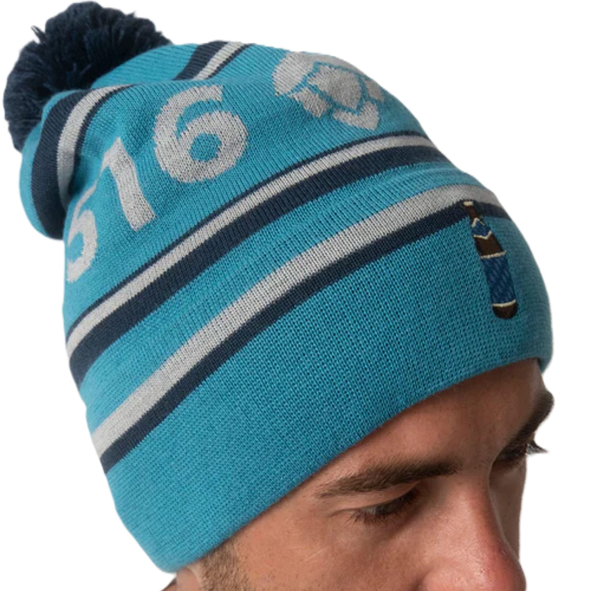 Bavarian Caps Bommelmütze Bavarian Caps Bommel-Haum "Bayerisch Hell 1615" Pompon Beanie - blau (Beanie, Beanie, Bommelmütze)