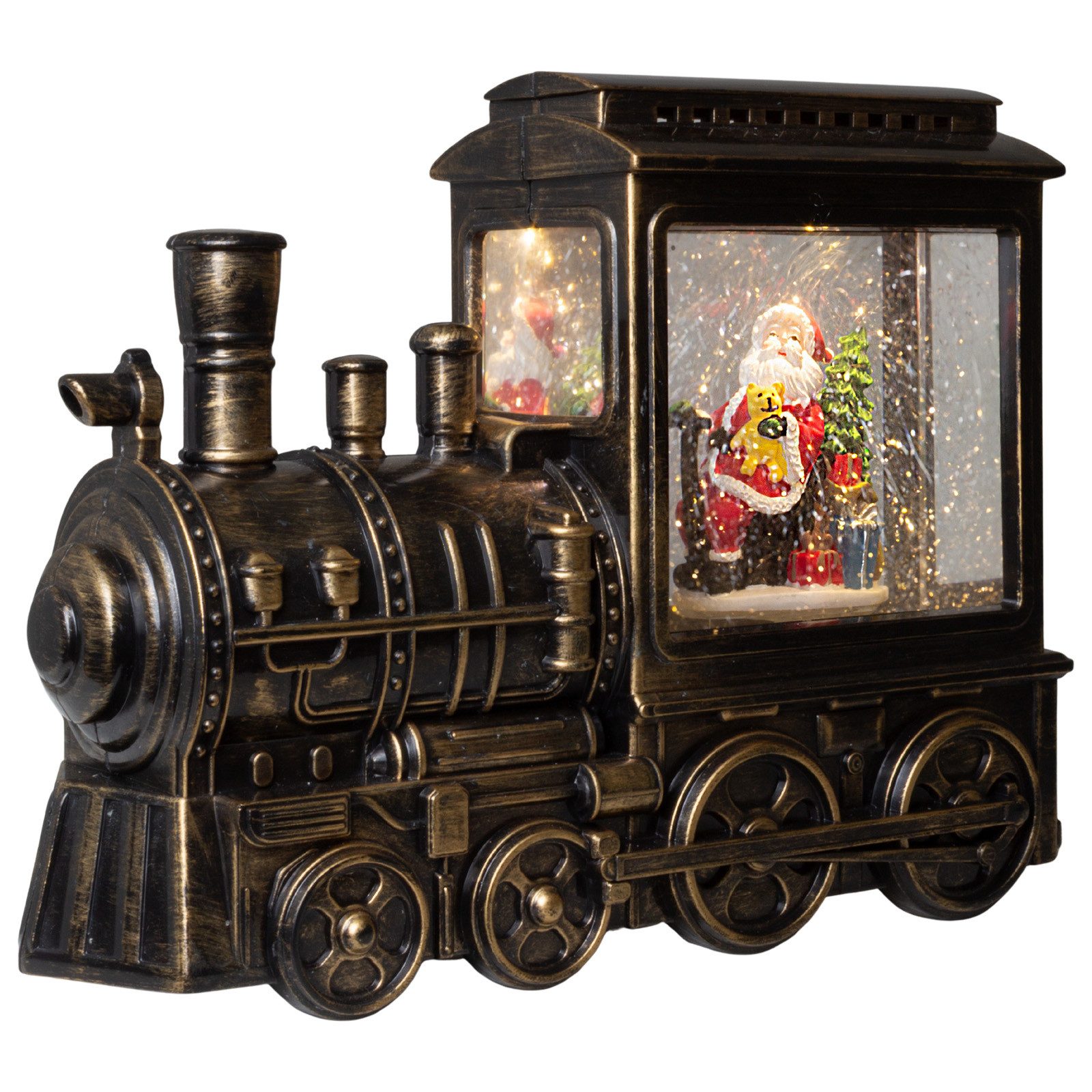 Christmas Paradise LED Laterne LED Schneelaterne Lokomotive 23 cm, LED fest integriert, Timerfunktion
