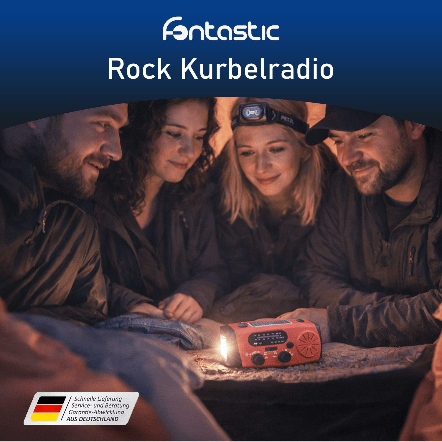fontastic Rock Notfallradio mit Kurbel und Solar Powerbank 4000mAh Notfallradio (AM/FM/WB Digital Radio, Notfallradio, Kurbelradio, Solar Radio, Blackout Vorsorge, Camping)