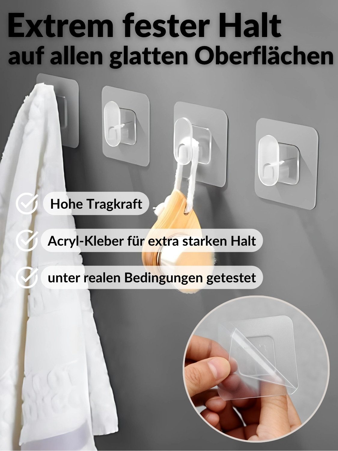 DEKAZIA Klebehaken ohne Bohren, selbstklebende Badhaken, Handtuchhaken, Bad günstig online kaufen