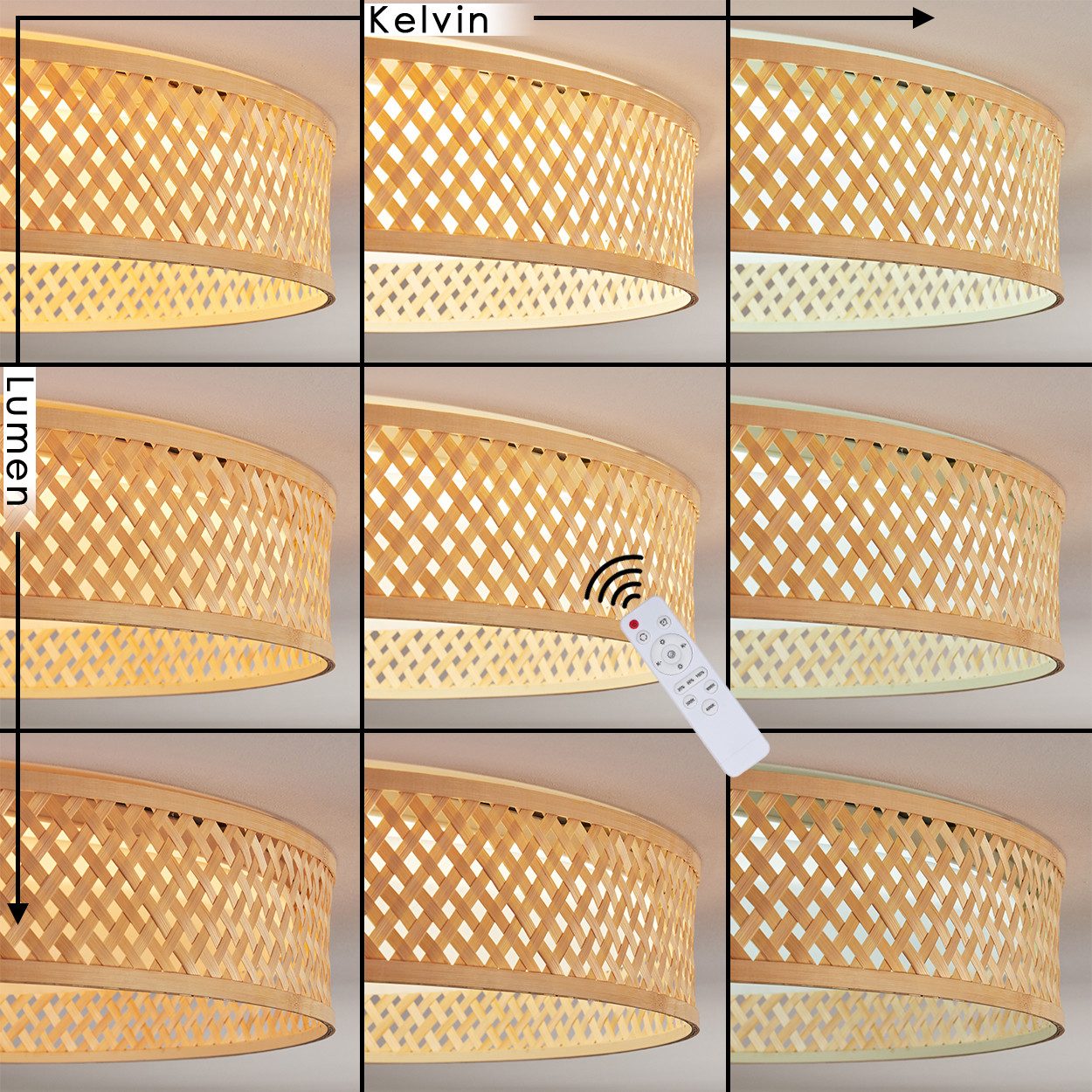 hofstein Deckenleuchte Deckenlampe im Boho-Design aus Metall/Bambus/Kunstst günstig online kaufen