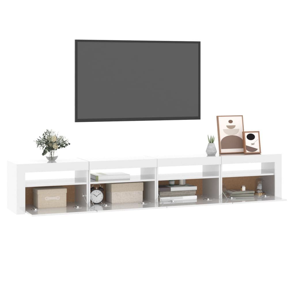 mit TV-Schrank cm Hochglanz-Weiß (1-St) 240x35x40 LED-Leuchten vidaXL TV-Schrank