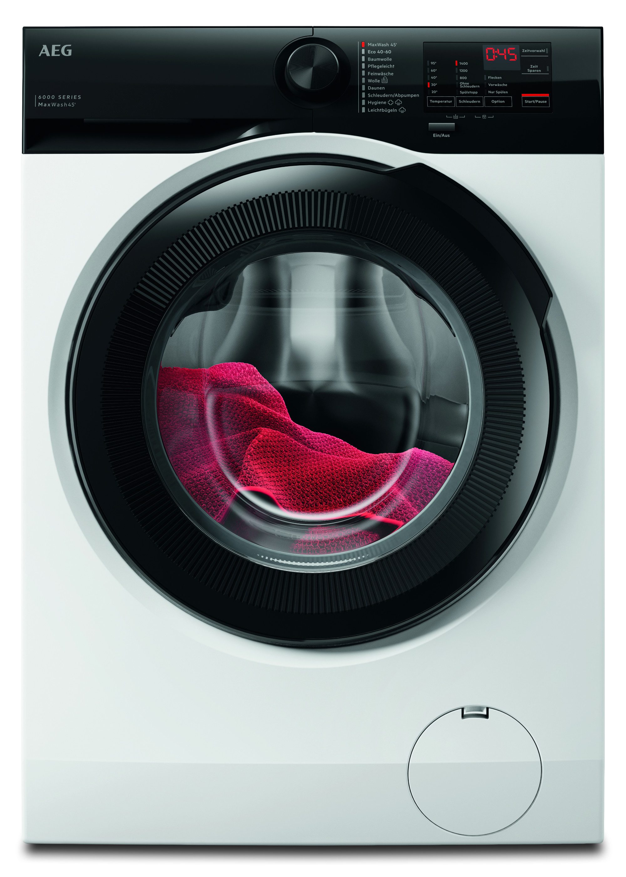 AEG Waschmaschine 6000 LR6FE49FL, 9 kg, 1400 U/min, Volle Ladung in 45 Min. bei 30 °C Sauber & Effizient mit KI WashAssist