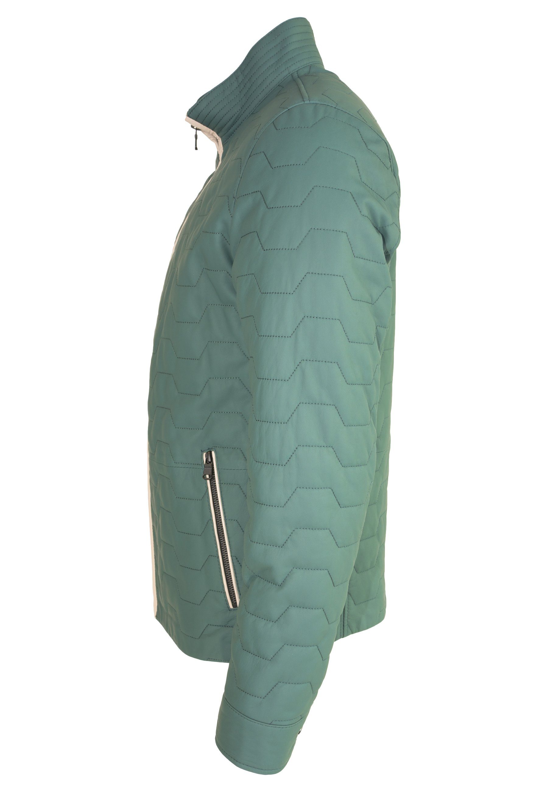 Lolus Lederjacke Chris in dunkeltürkis Sportlich elegante Herren Stepp Lederjacke aus weichem Lammnappa Leder