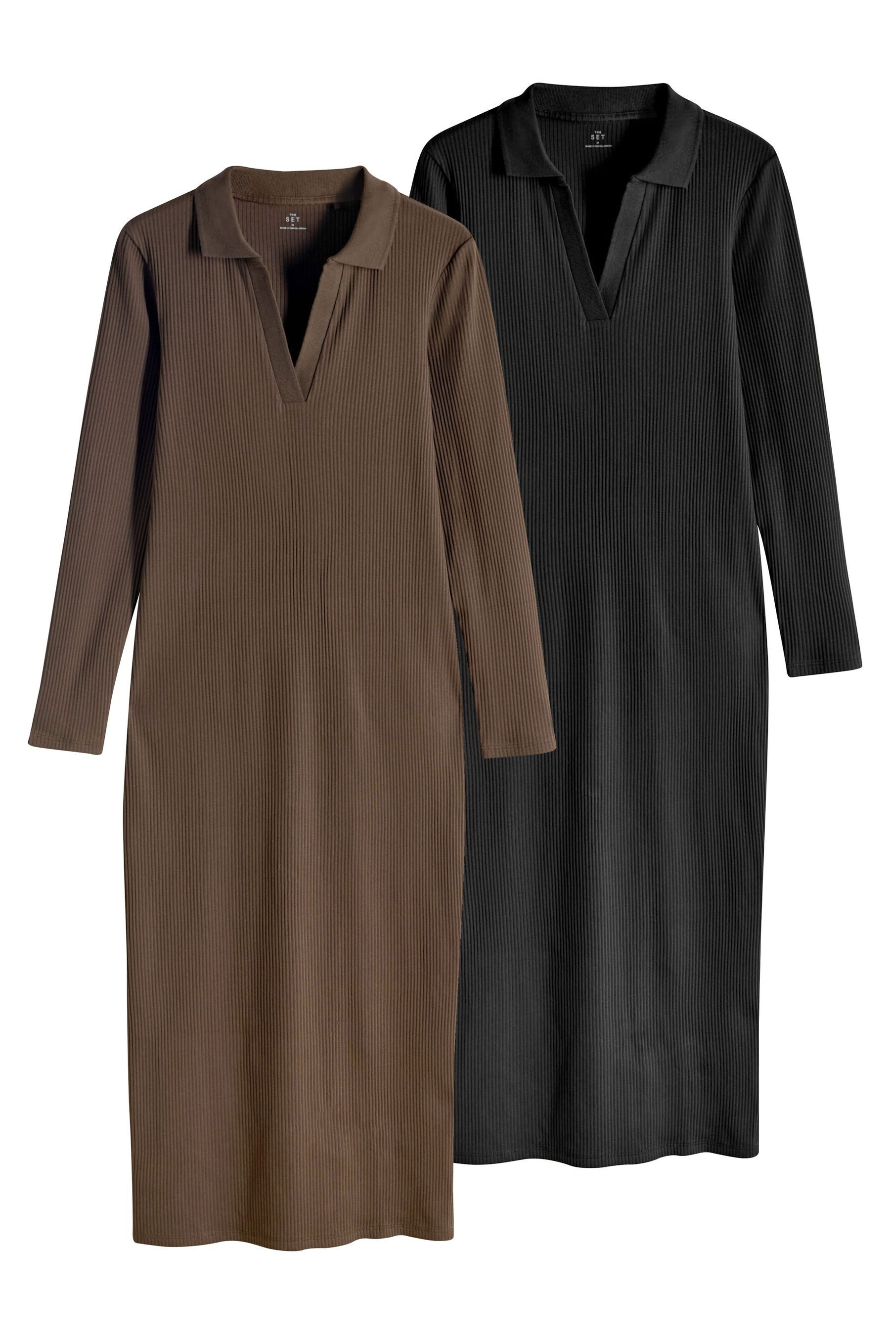 The Set Maxikleid The Set Gerippte Maxikleider, 2er-Pack (2-tlg) günstig online kaufen