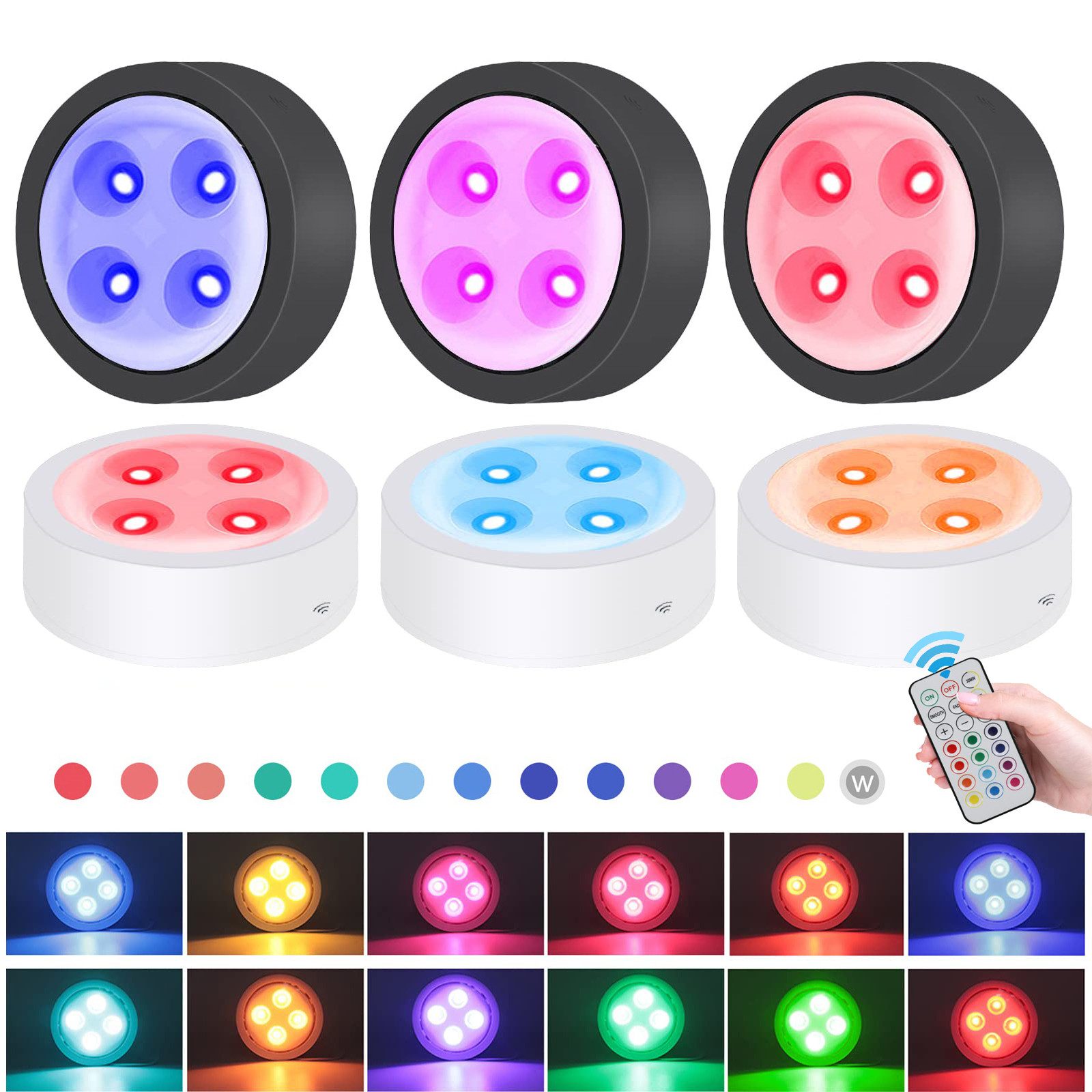 Jibenhome LED Unterbauleuchte Schrankbeleuchtung Unterbauleuchte, 13 Farben, Timer, Batteriebetrieb