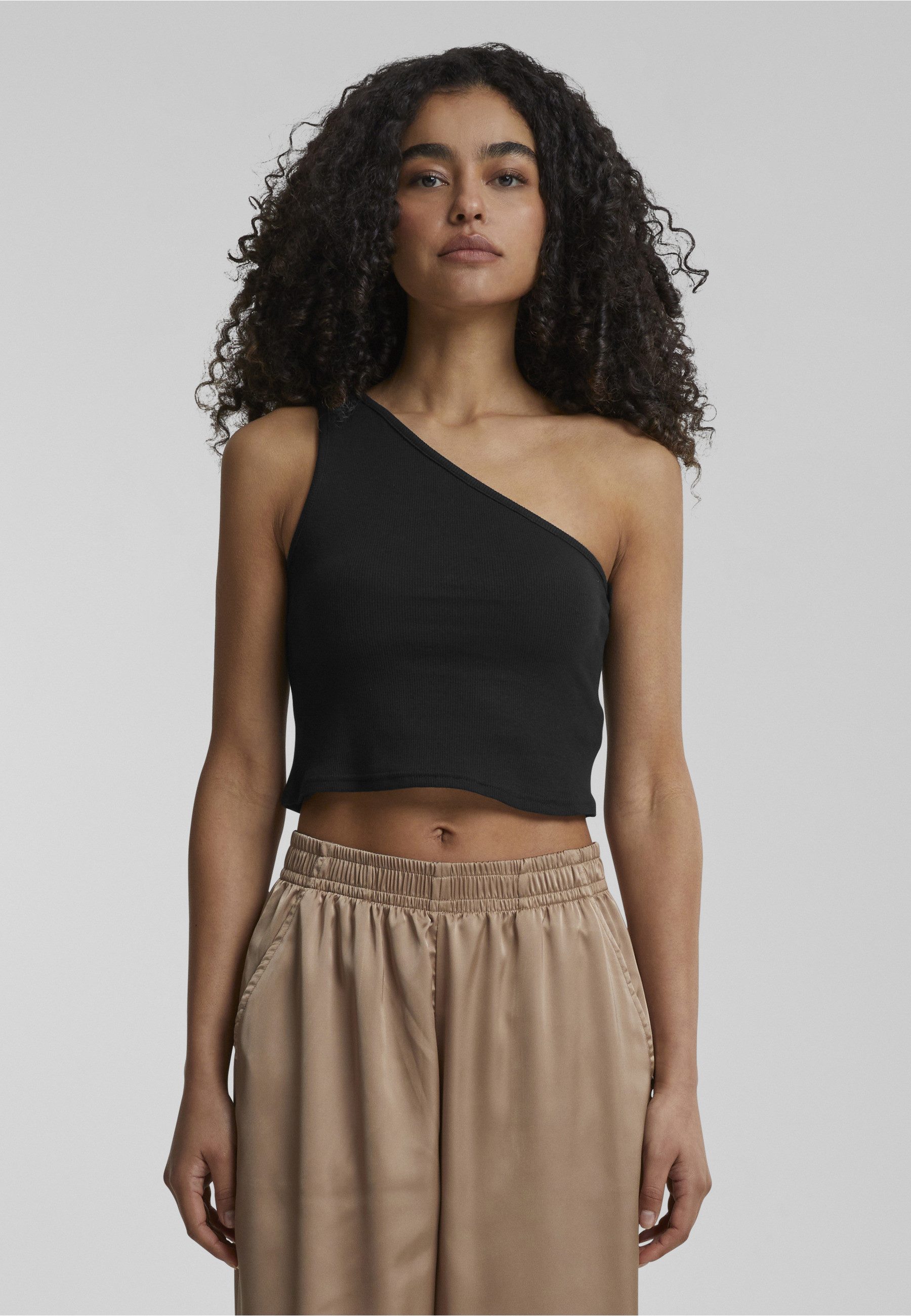 URBAN CLASSICS Tanktop Urban Classics Damen Ladies Cropped Asymmetric Top (1-tlg) – Bild 3 von 4