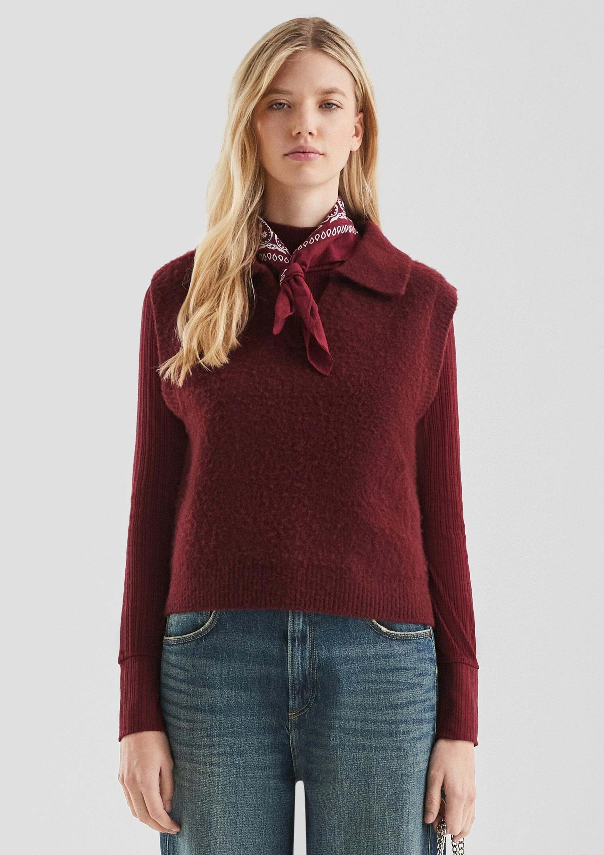 QS Kurzarmpullover Strickpullover Flauschiger Pullunder mit günstig online kaufen