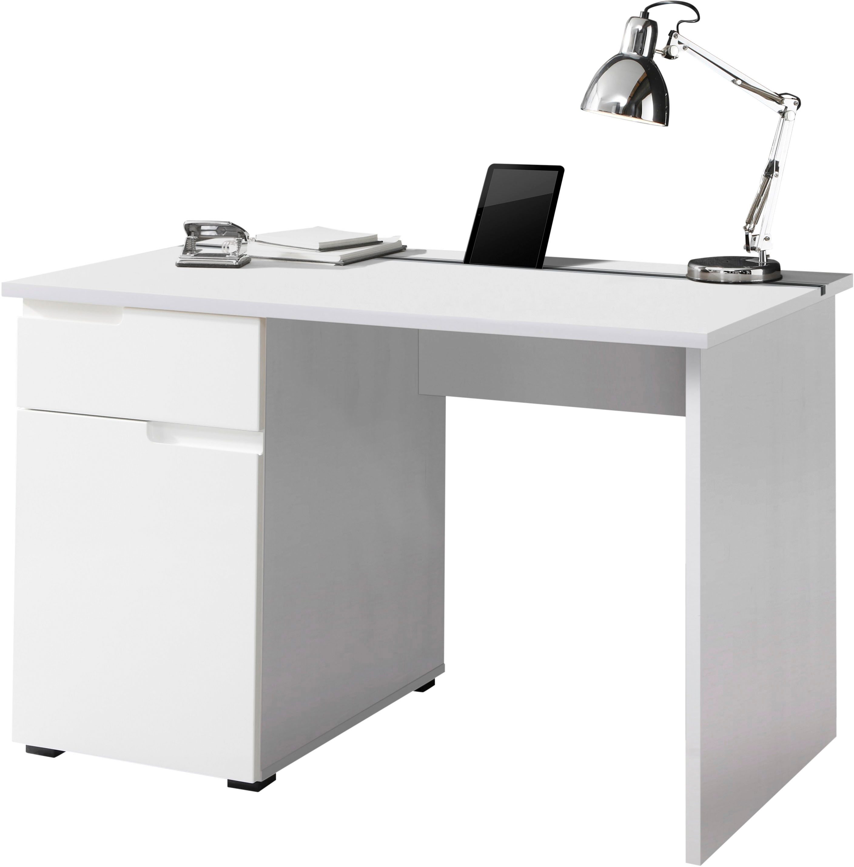 BEGA OFFICE Schreibtisch Spice, weiß hochglanz, Home Office Desk mit Schubkästen