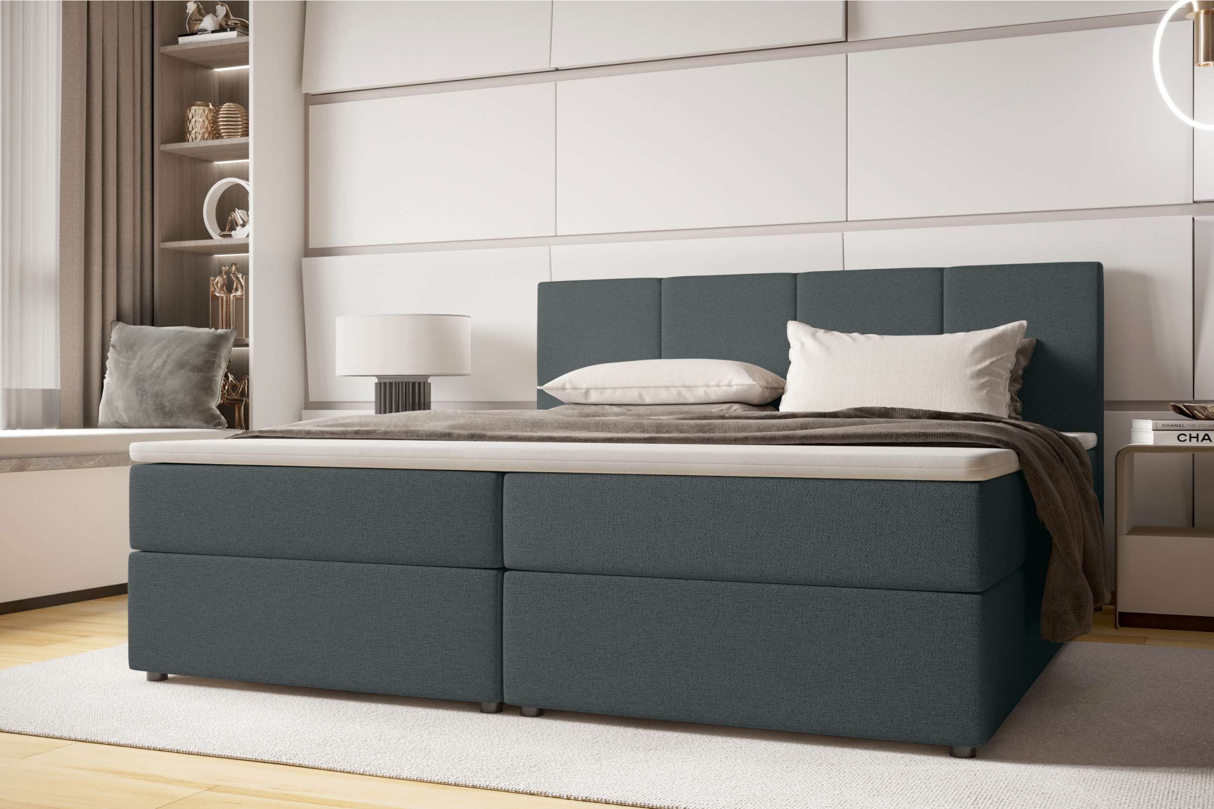 99rooms Boxspringbett Alvaro (Schlafzimmerbett, Bett), 140/160/180x200, mit Topper, Matratze, beidseitig öffnender Bettkasten