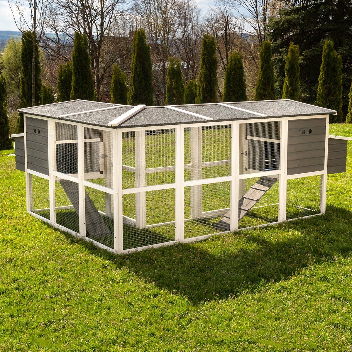 My Animal Kleintierstall XXL Hühnerstall MH-13 mit großem Auslauf für 8-10 Hühner - Winterfest, Hühnerhaus - Hühner Käfig Gehege Geflügelstall - L-Form - Nistkasten