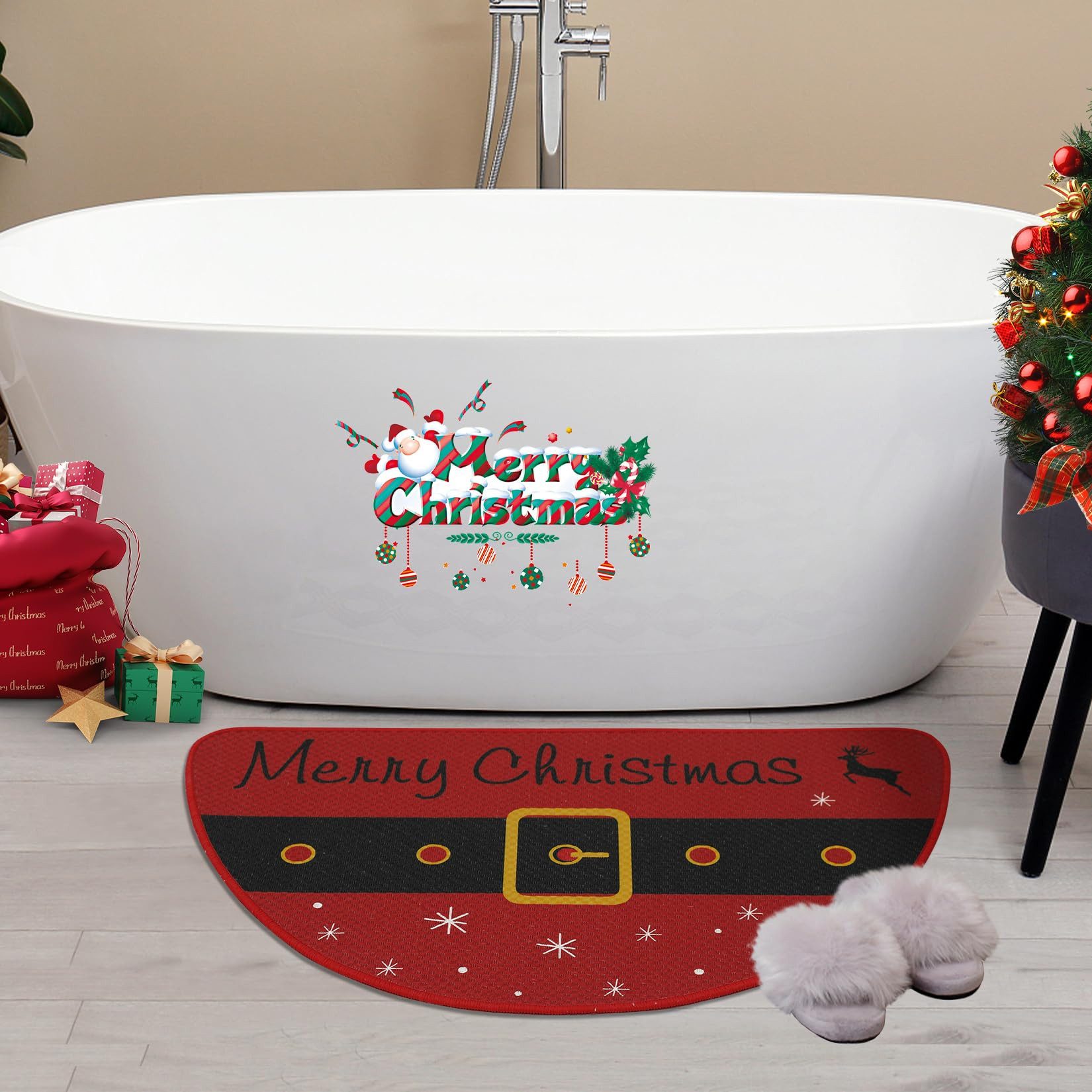 GarveeMore Teppich Türmatten Rote Weihnachten Halbkreis Weihnachten Willkom günstig online kaufen