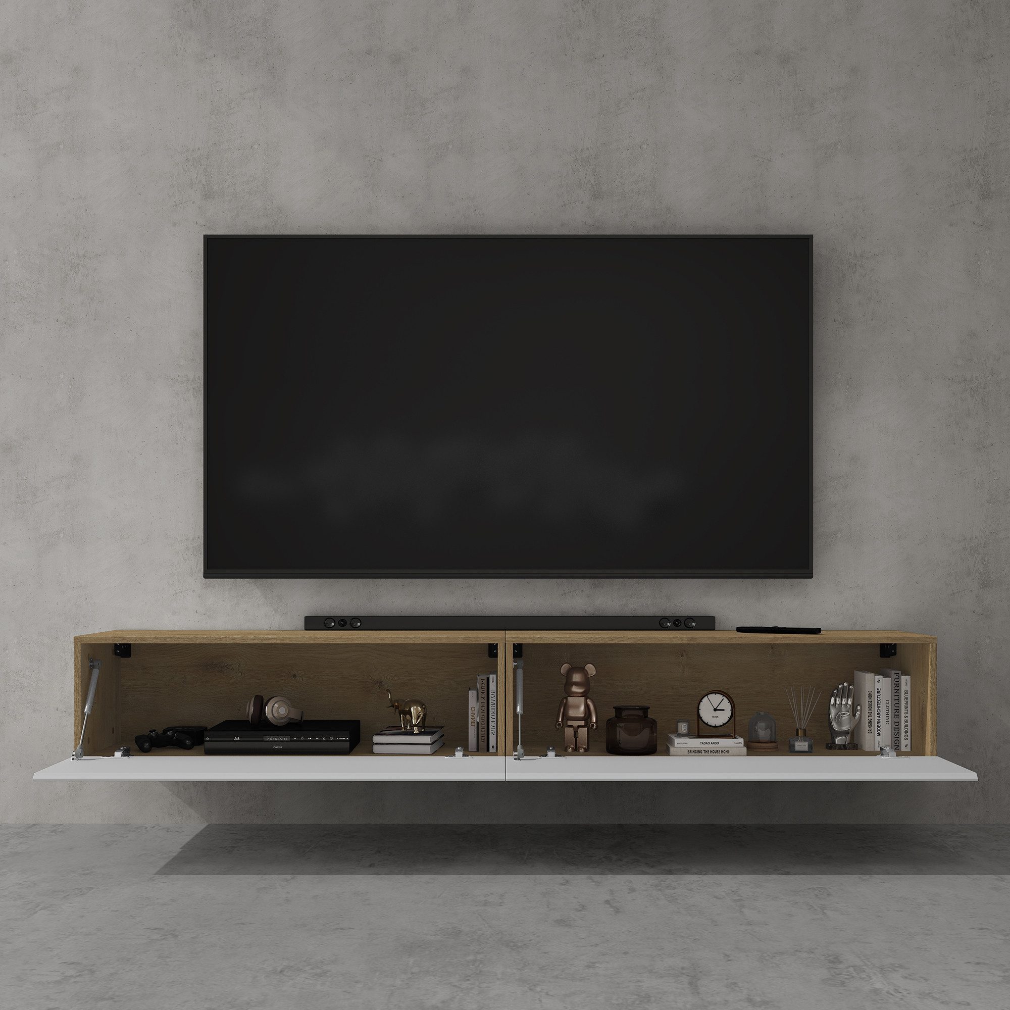 doporro TV-Board TV-schrank Fernsehschrank Low-Board TV-Tisch Wand-hängend F02
