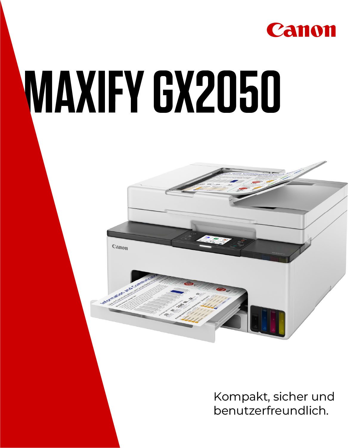 Canon MAXIFY GX2050 Multifunktionsdrucker, (WLAN (Wi-Fi), LAN (Ethernet), 4in1 Tintenstrahl-Multifunktionsgerät inkl. 2 Tintenflaschen (schwarz)