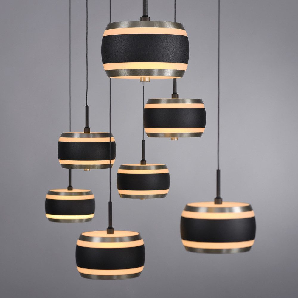 Paul Neuhaus LED Pendelleuchte Pendellampe PURE Falling Rings, Dimmfunktion, höhenverstellbar, CCT, 7x LED Board / 8W, warmweiß-kaltweiß, manuell höhenverstellbar Comfort Lift, rund