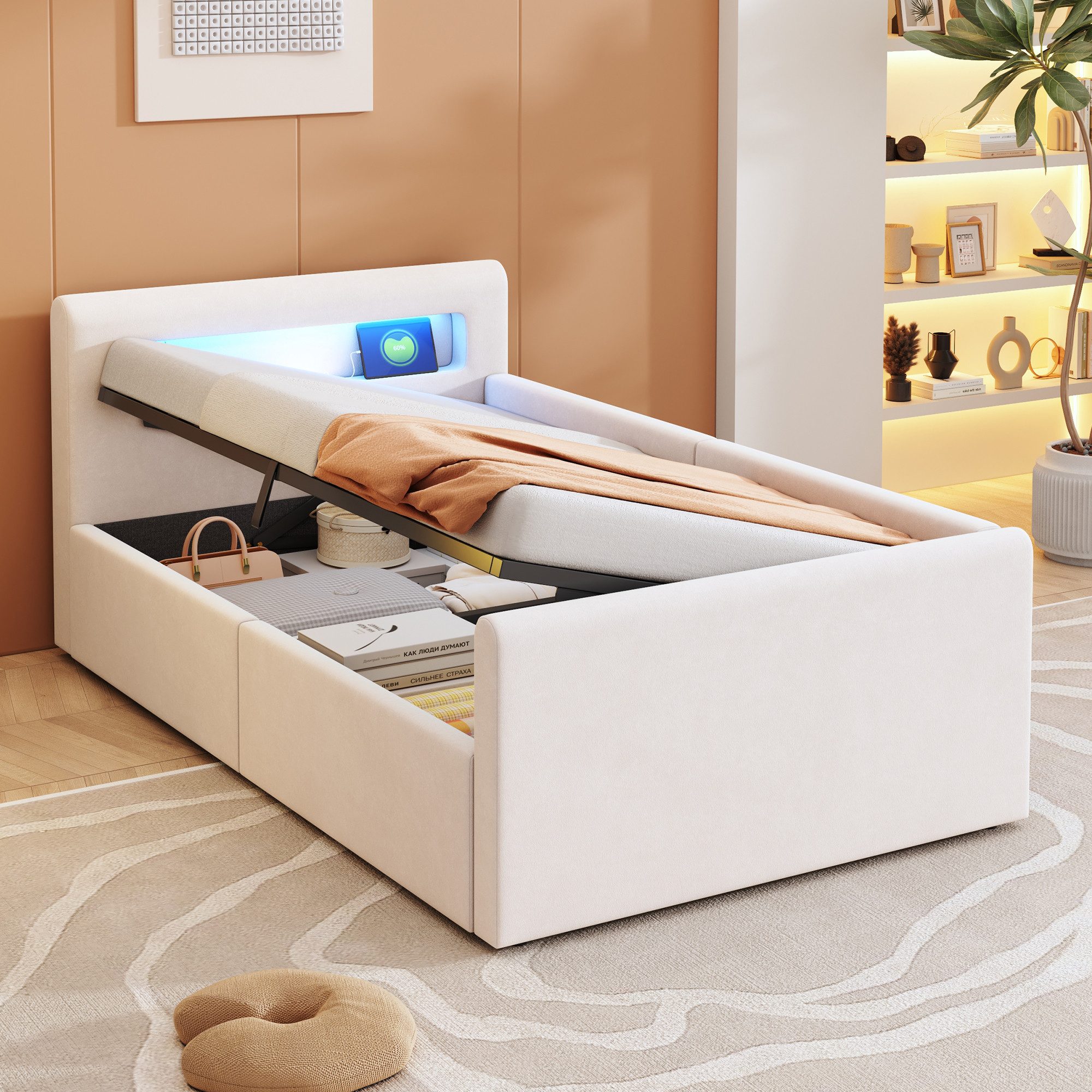 REDOM Polsterbett Funktionsbett Kinderbett (mit LED-Licht, USB-Ladeanschlus günstig online kaufen
