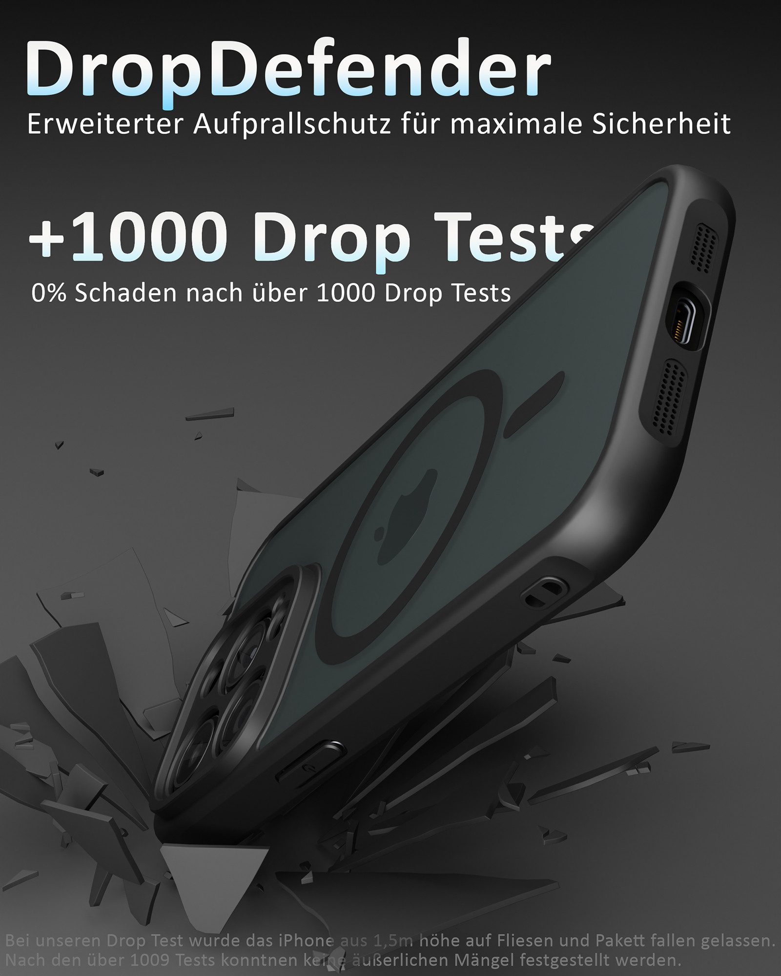 GreenHec Handyhülle Hülle iPhone 17 16 15 14 13 12 11 Pro Max 16e 17e Air MagSafe Magnetic 6.1 Zoll, Magnetisch Cover Schwarz Matt Black Case Bumper Schutzhülle Handyhülle
