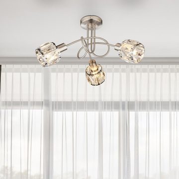 etc-shop LED Deckenleuchte, Leuchtmittel inklusive, Warmweiß, Kristall Decken Lampe Chrom Wohn Zimmer Strahler Glas Spot-