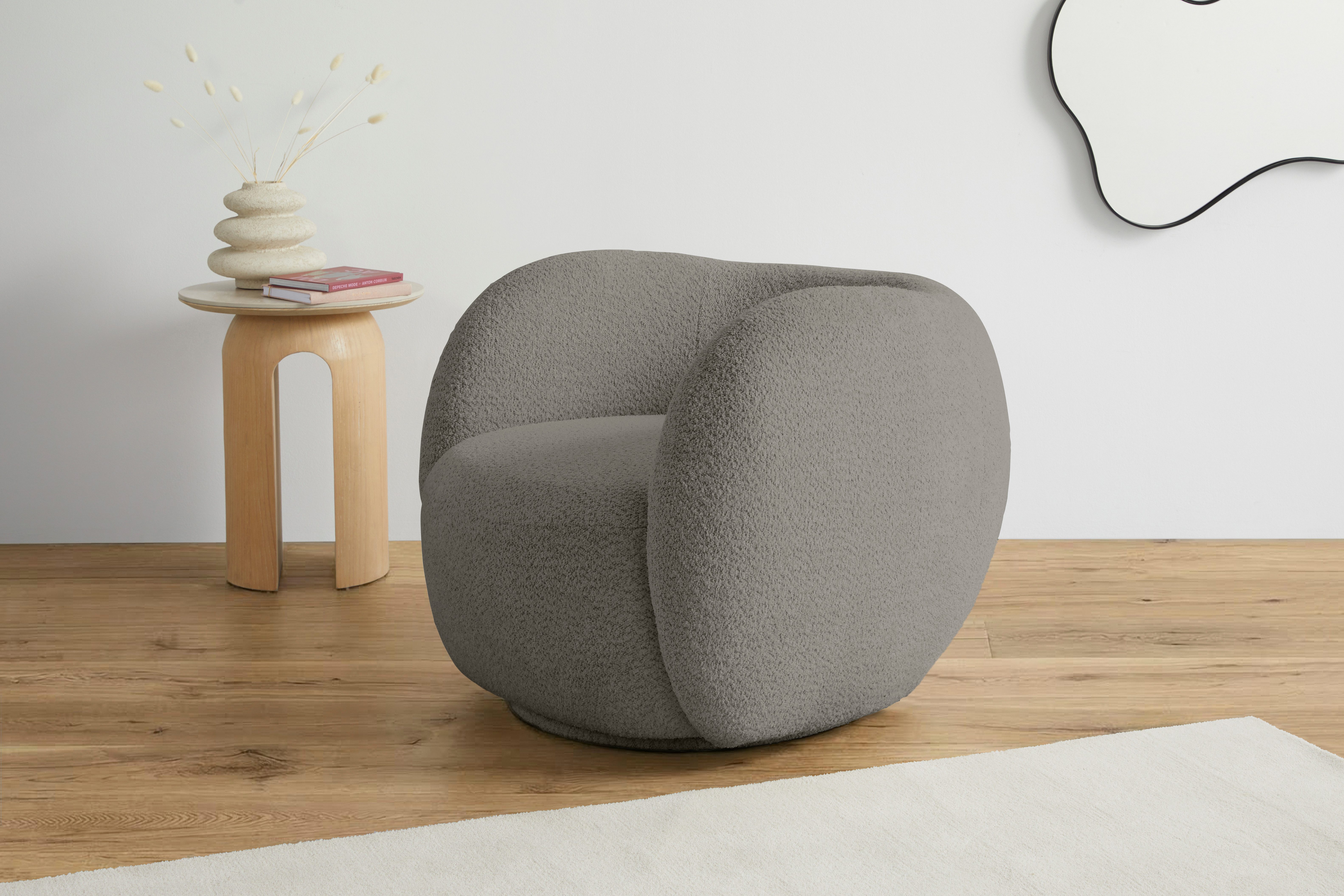 homsy by Ana Johnson Sessel Pebbla, exklusiver, formschöner Designsessel, Drehsessel, Mit oder ohne Drehfunktion, in Luxus-Microfaser oder Chenille