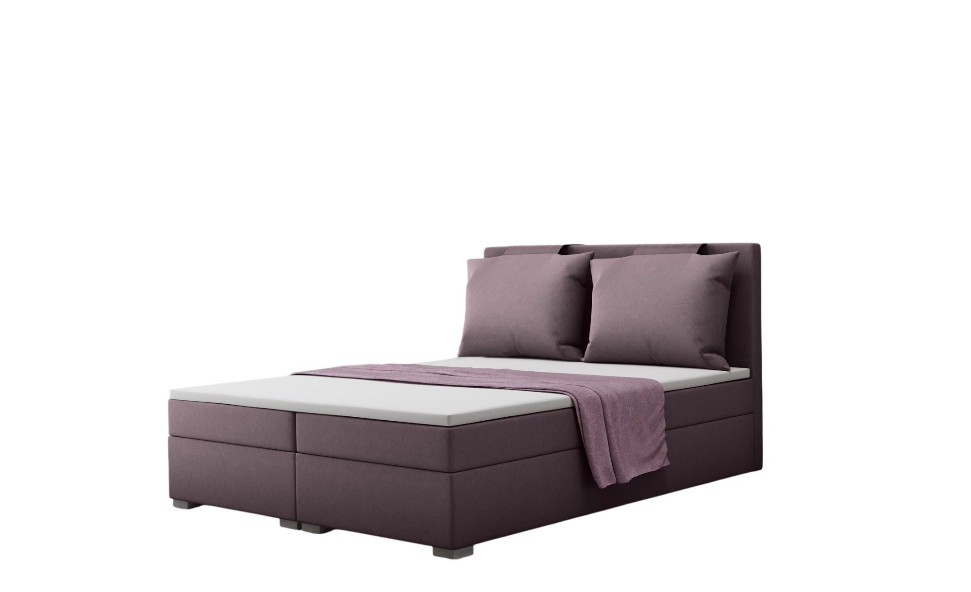 Fun Möbel Boxbett Schlafzimmerbett MATRO Stoff Soro (Tiefe ohne Kissen 4,5cm / mit Kissen + 25cm, inkl. Topper und Bettkasten), inkl. Kissen am Kopfteil