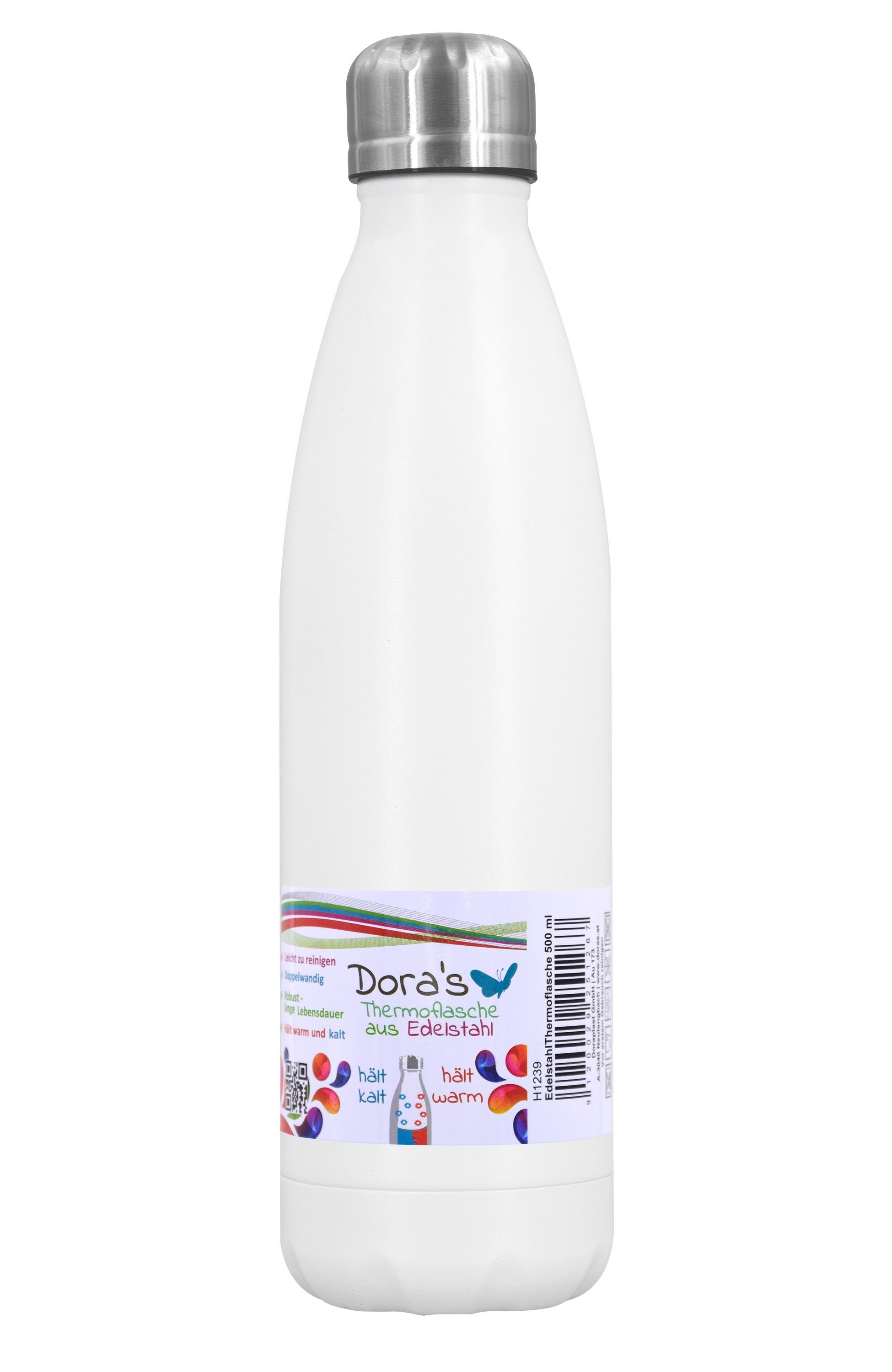 Trinkflasche Edelstahl Thermoflasche weiss 500ml