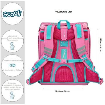 Scooli Schulranzen Flexmax (Set, Rucksack inkl. Klettis, Sporttasche uvm), ergonomisch flexibel leicht; wächst mit dem Kind mit