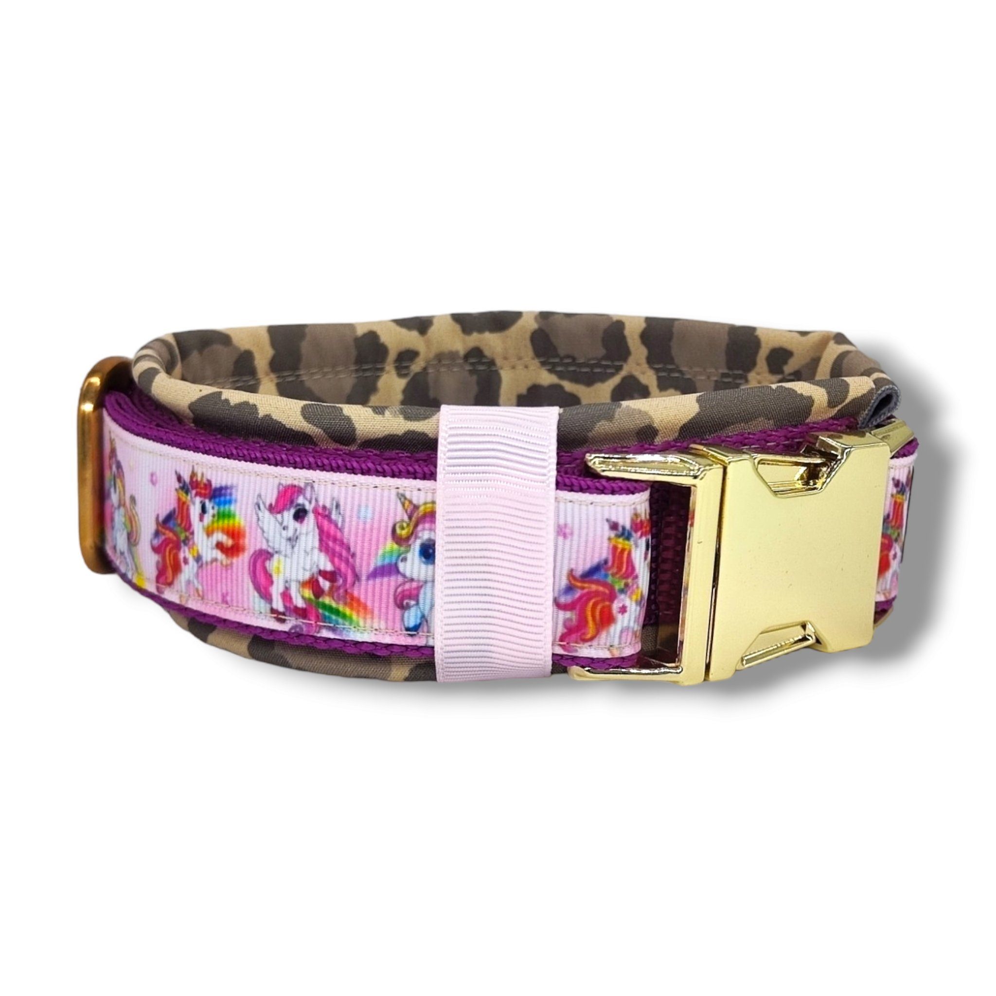 D by E Couture Hunde-Halsband "Einhornliebe - Leo Edition II", gepolstert, verstellbar, 30mm breit, Handmade