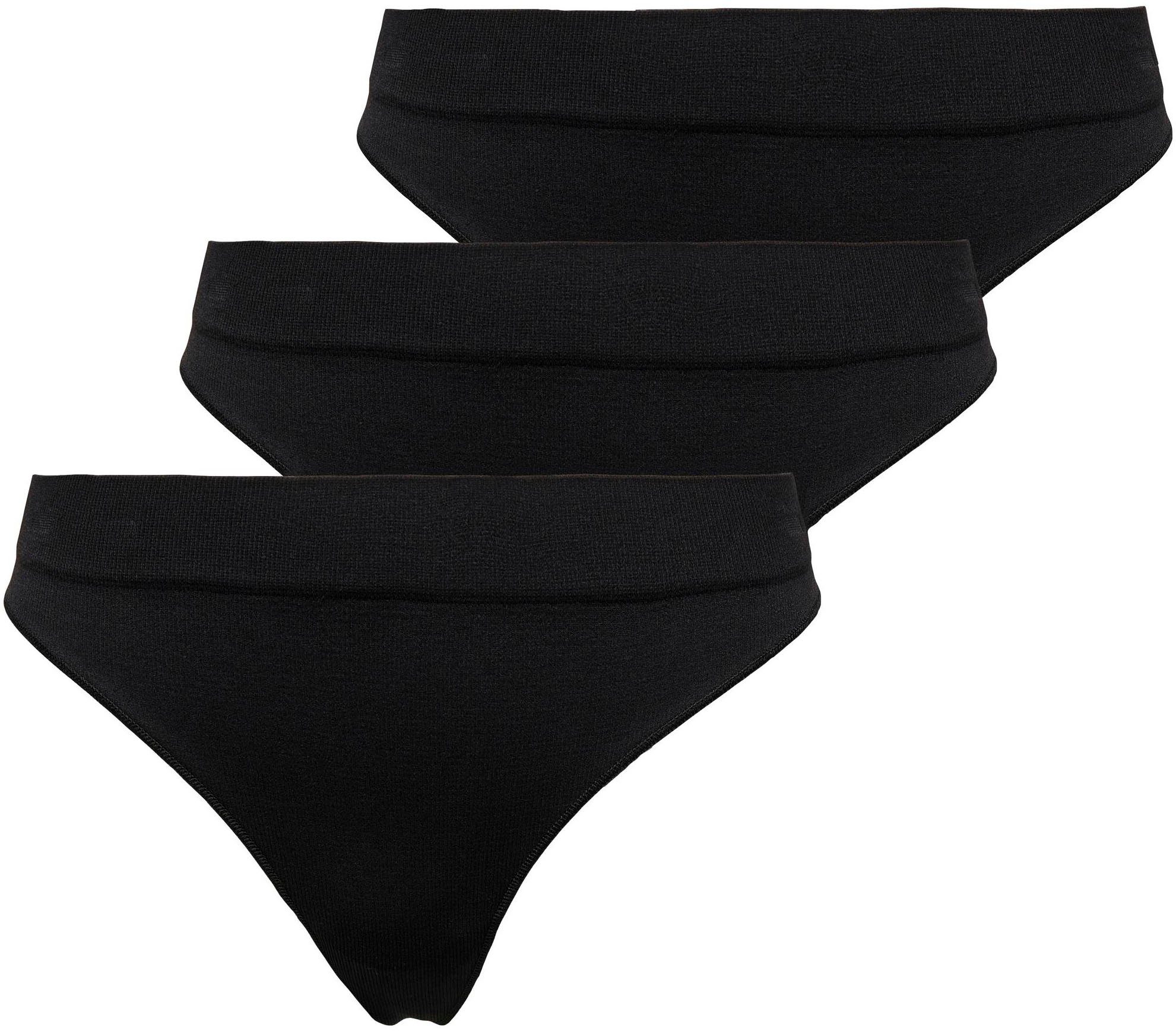 ONLY T-String ONLVICKY RIB S-LESS THONG 3-PK NOOS (Packung, 3-St) Black
