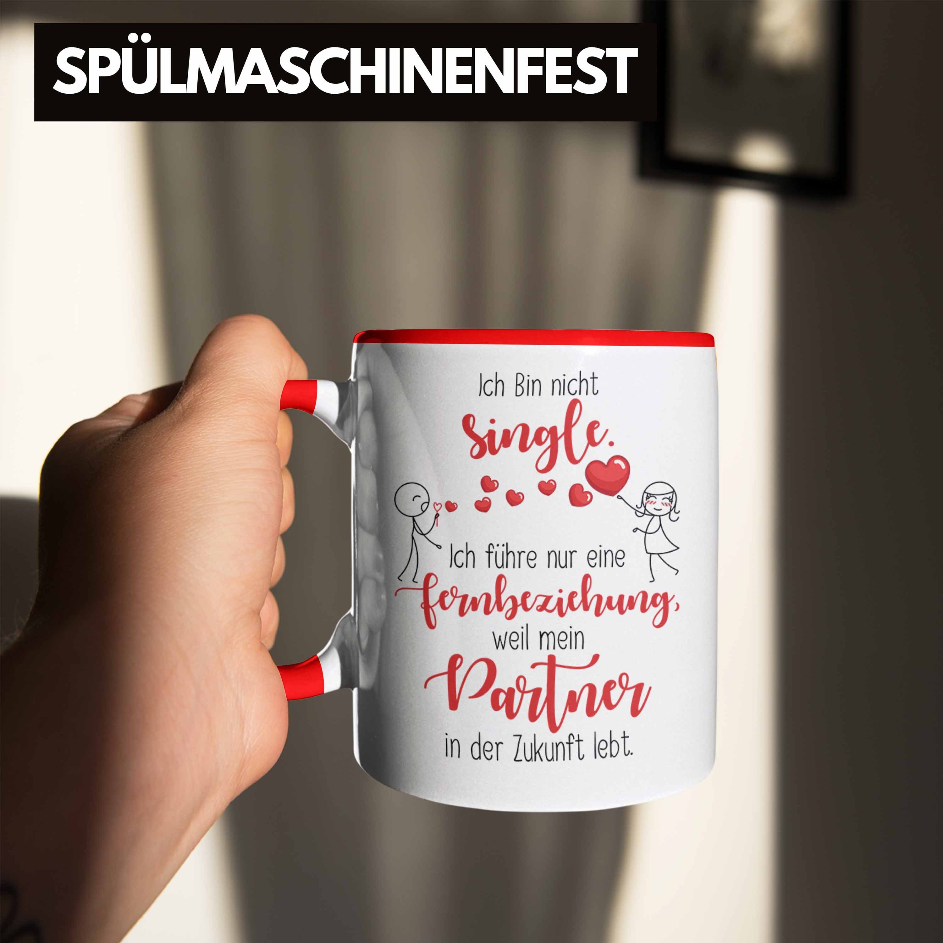 Single mit der Partner Tasse Trendation Rot Fernbeziehung Tasse Geschenk Zukunft in Geschen