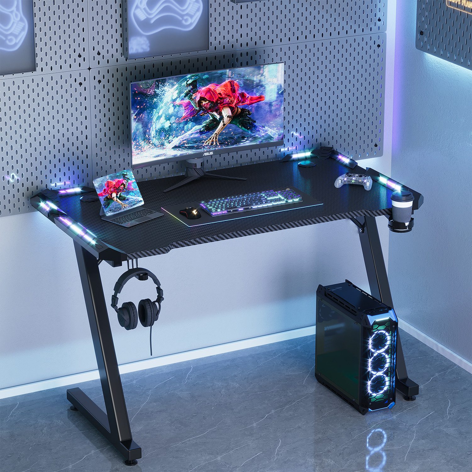 Furnicopia Gamingtisch 120/140/160cm Gaming Schreibtisch mit RGB Computerti günstig online kaufen