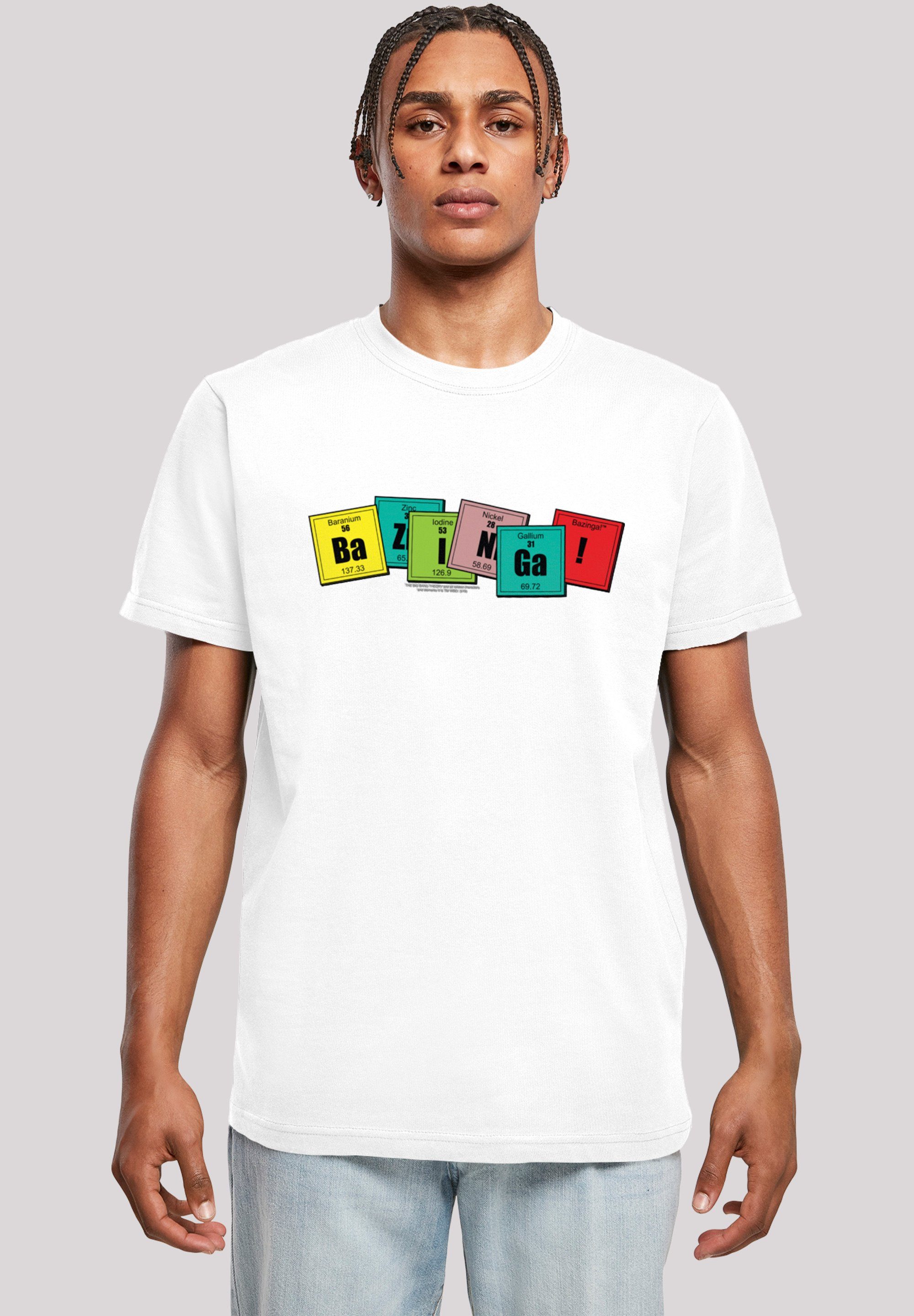 F4NT4STIC T-Shirt Big weiß Herren,Premium Merch,Regular-Fit,Basic,Bedruckt Bang Theory Bazinga