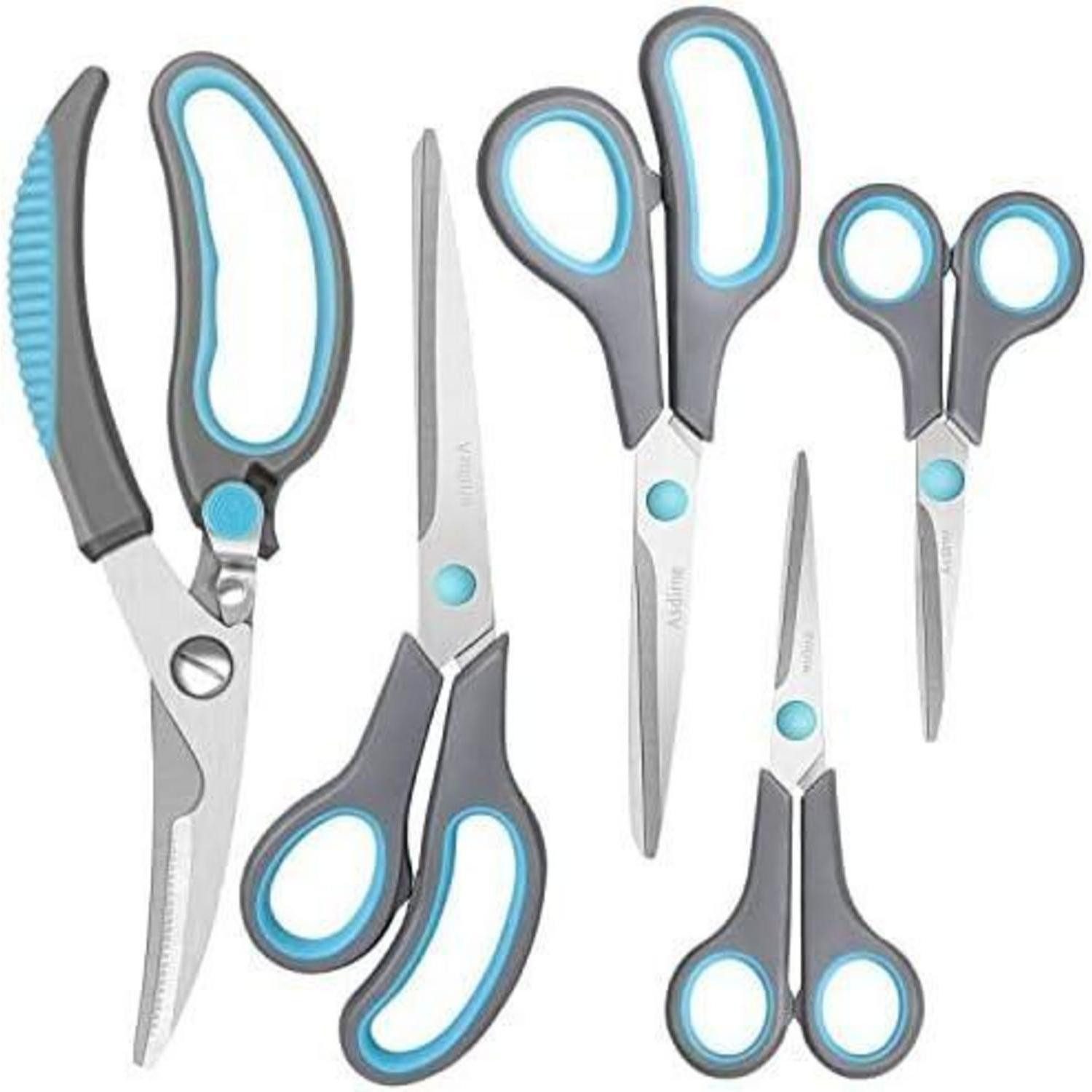 LuxusKollektion Scheren-Set Küchenschere Set Edelstahl 5-teilig scharfe Klingen weiche Griffe