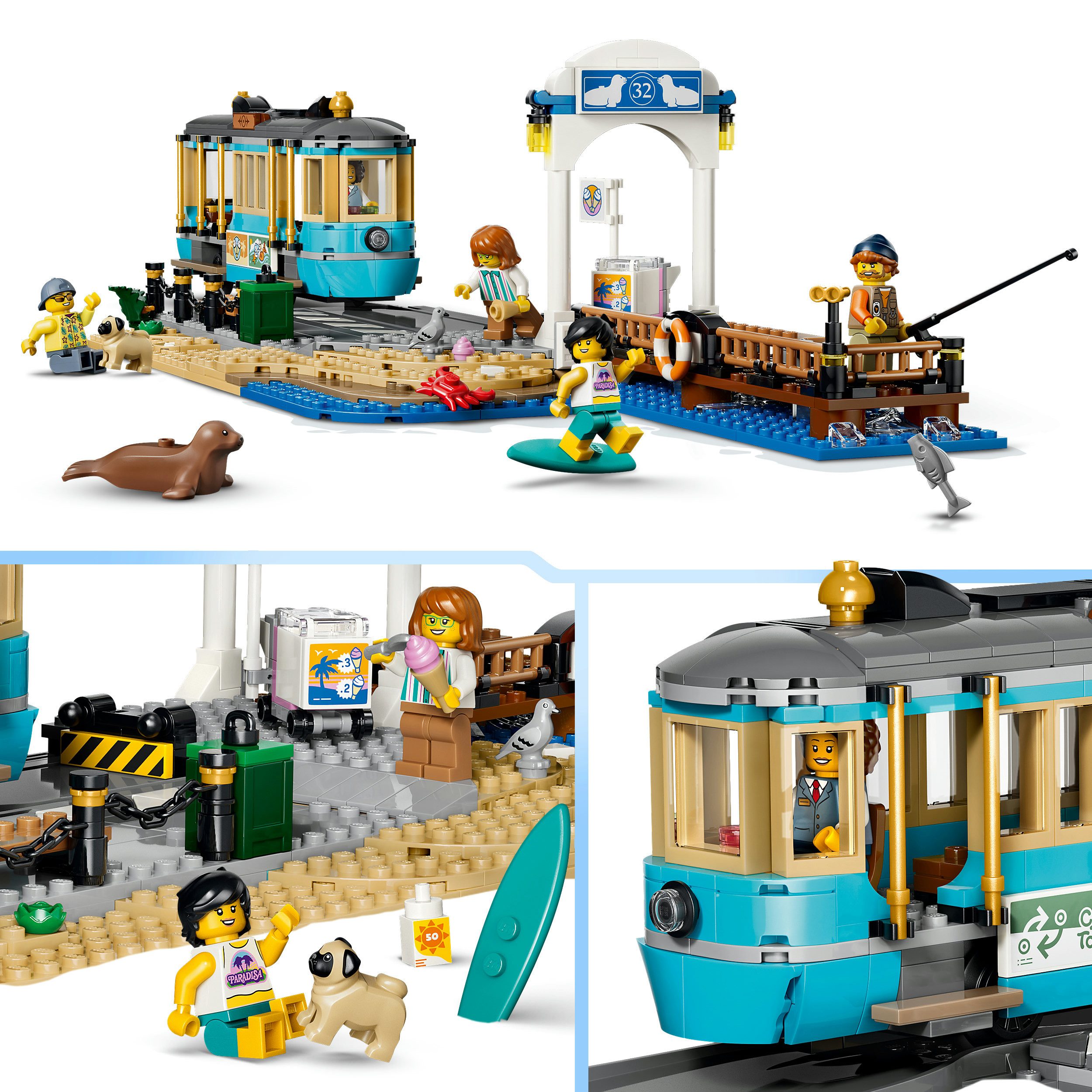 LEGO® Klassische Strandstraßenbahn (60506), LEGO City Konstruktionsspielsteine, (693 St), Made in Europe – Bild 4 von 5