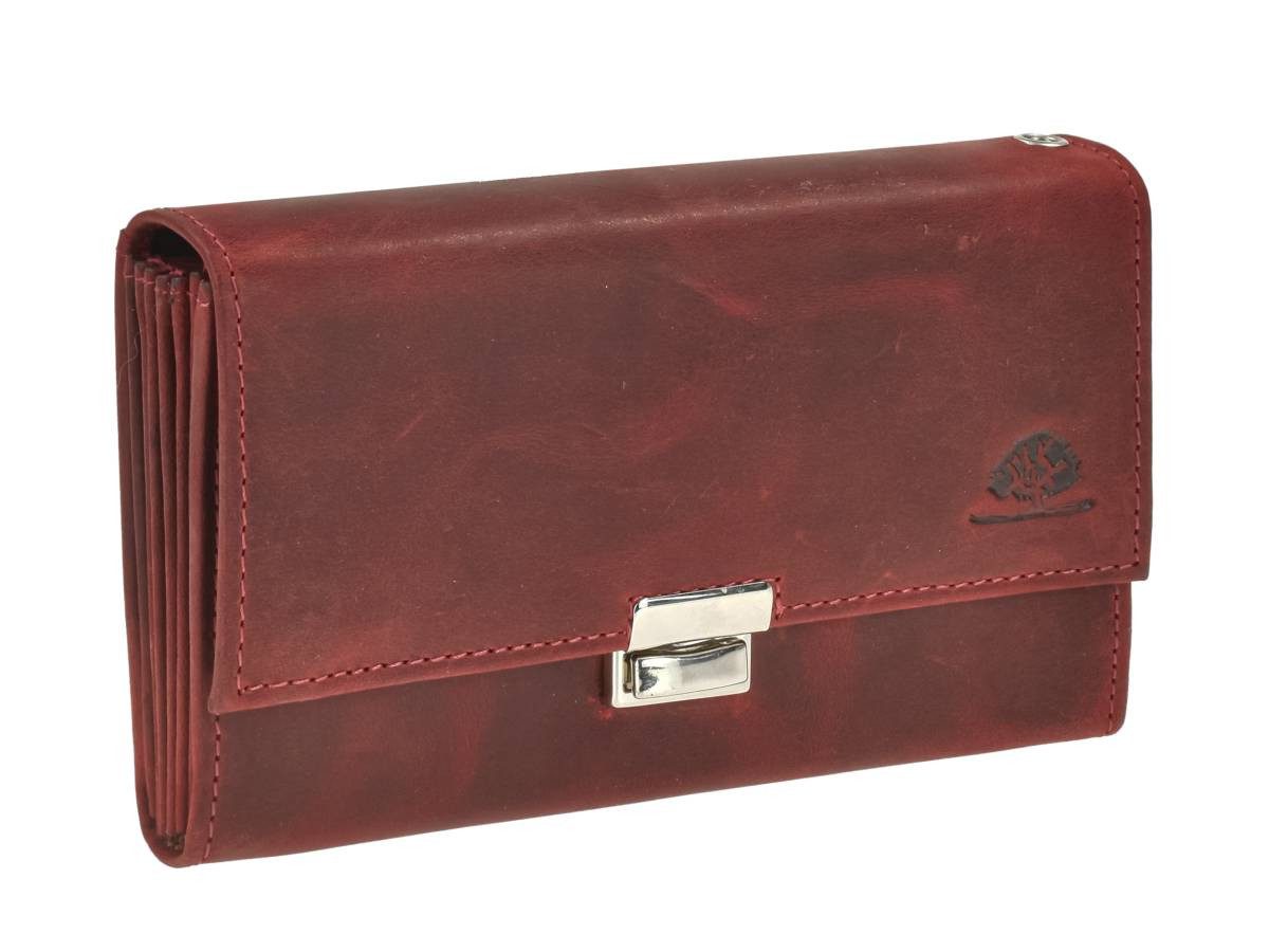 Greenburry Kellnerbörse "Vintage" Leder antik Kellnerportemonnaie 17x9cm (1-teilig), rot, mit Sichtfensterfach auf der Rückseite