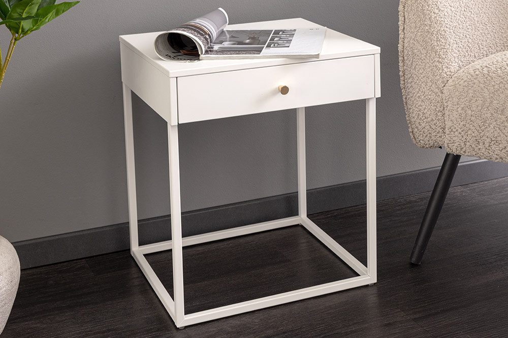 riess-ambiente Nachttisch SLIM LINE 50cm weiß - Metall, mit Schublade, Indu günstig online kaufen