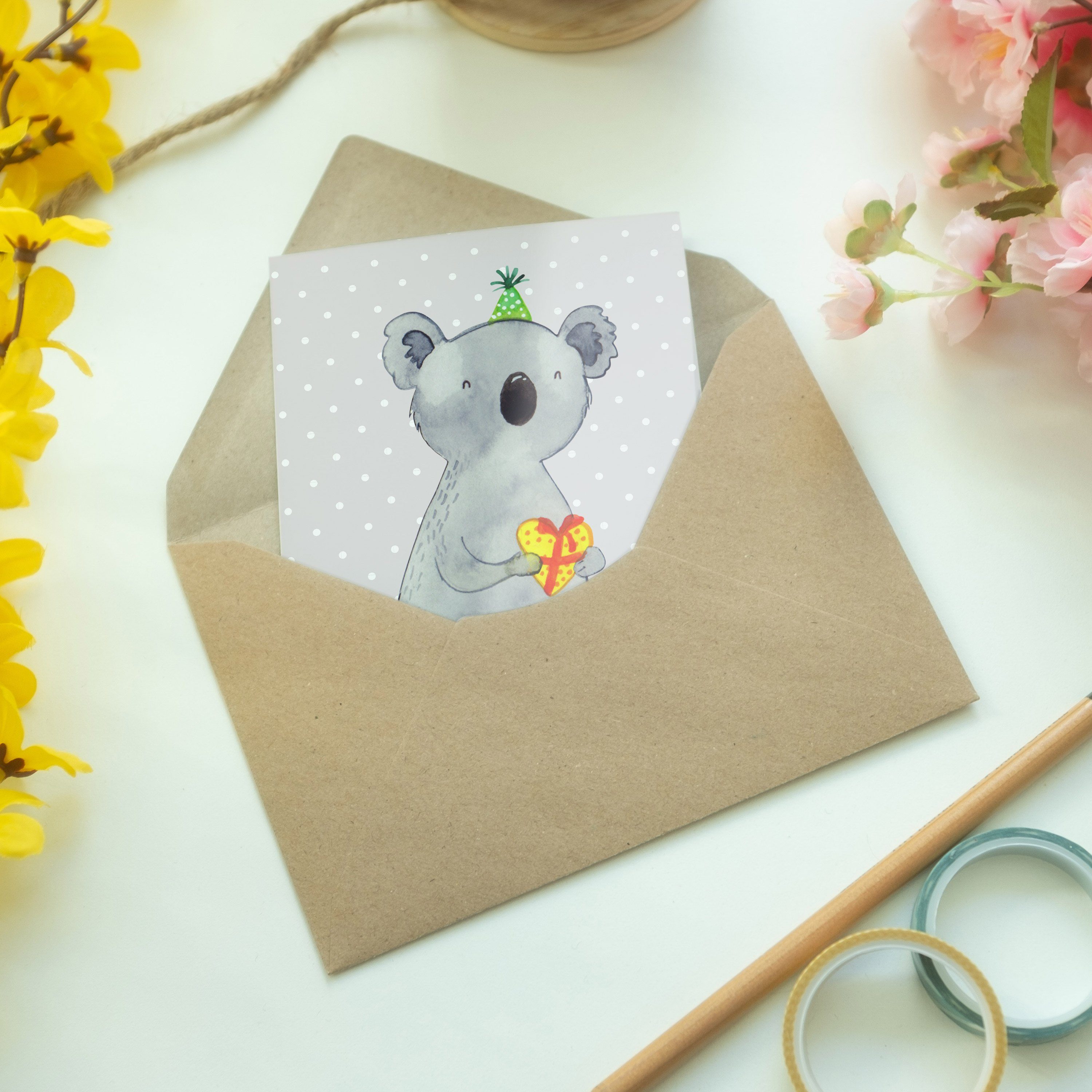 Grau Mr. Koala Glückwunschkarte, Geburtstag, Panda Geschenk Pastell & - Grußkarte Hochzei Mrs. -