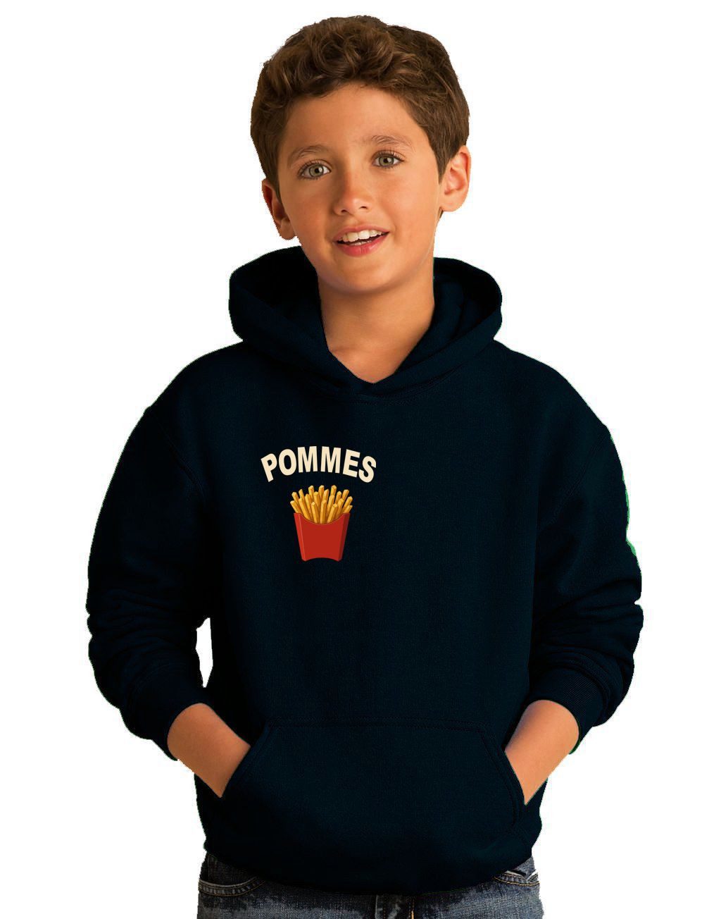 Hoodie Pommes Sweatshirt mit Kapuze Hoodie Schwarz Pullover Pulli