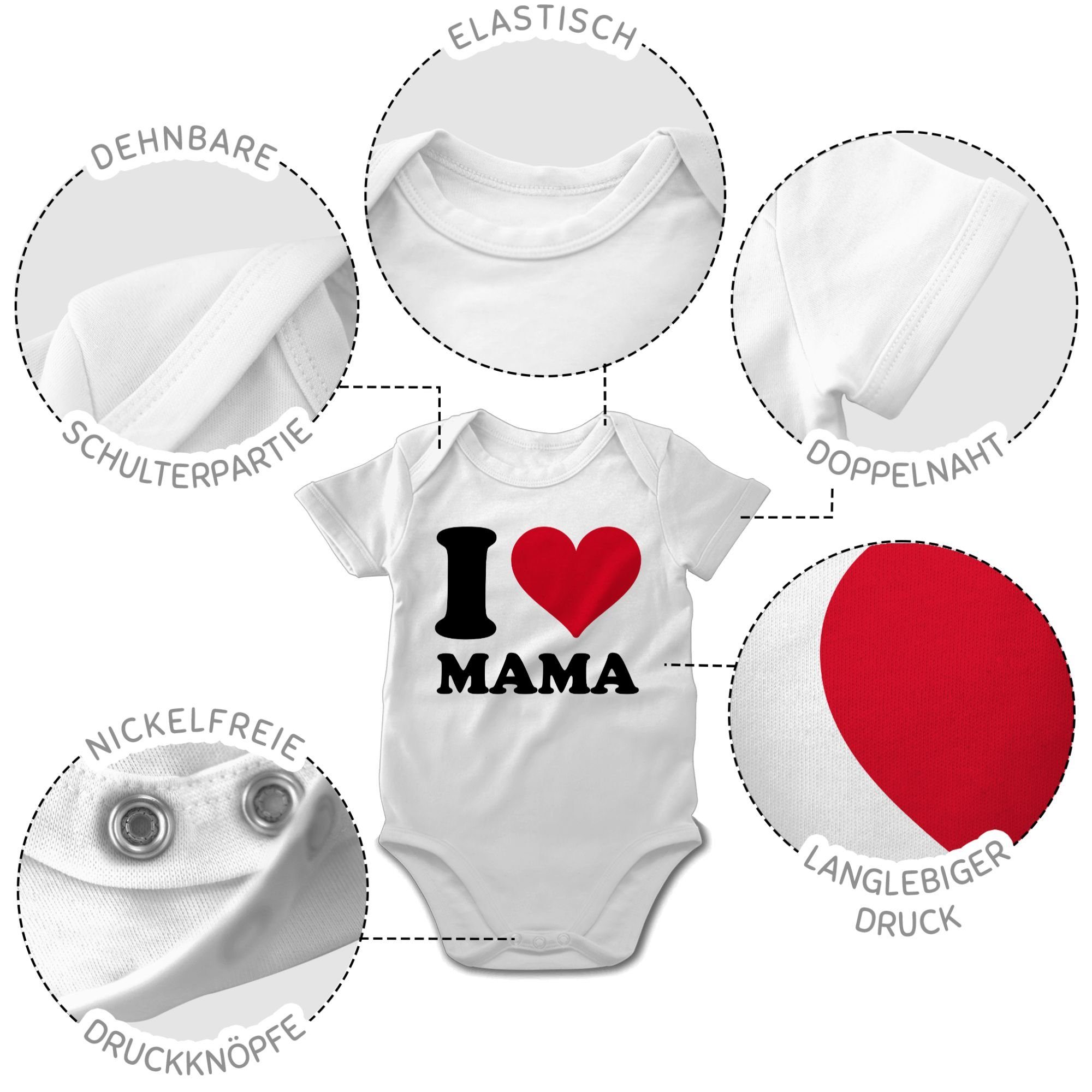 Love I Shirtbody Muttertagsgeschenk (1-tlg) 1 Weiß Mama Shirtracer