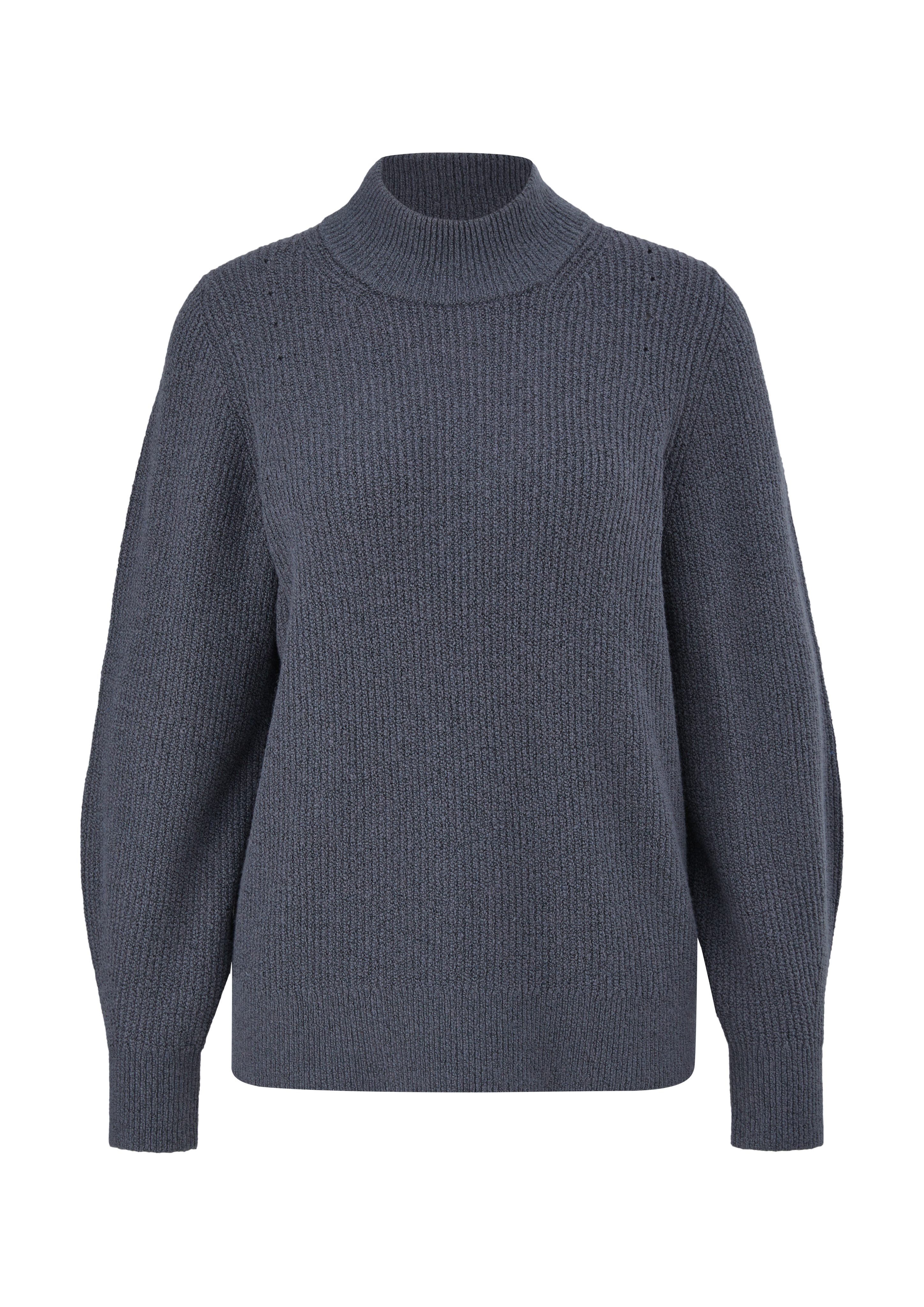 s.Oliver Strickpullover Strickpullover mit dunkelgrau Turtleneck