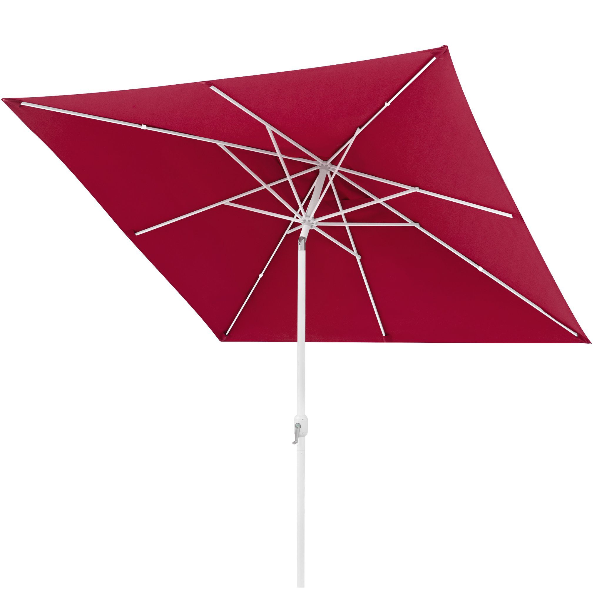 paramondo Sonnenschirm Sonnenschirm 3x3m quadratisch bordeaux Garten Kurbel Gestell weiß, LxB: 300x300 cm, Quadratische Form mit Knickfunktion & Kurbel