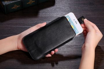 Cerbery Smartphone-Hülle Cronus & Rhea - Smartphone Tasche mit Zugband aus Leder (Athena) 19,1 cm (7,5 Zoll), Rindsleder