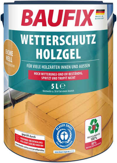 Baufix Holzschutzlasur Wetterschutz-Holzgel, wetterbeständig, UV beständig, atmungsaktiv, 5L, seidenglänzend