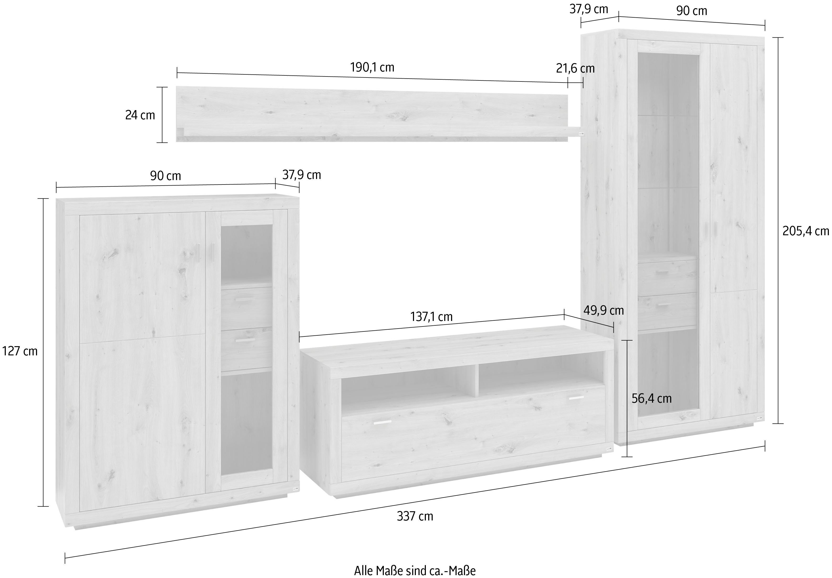by Maße cm 4-St), x one (Set, x (BxHxT) 49,9 205,4 Eiche Chandler, 337 set Artisan, Wohnwand Musterring