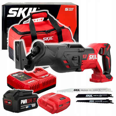 SKIL Akku-Säbelsäge 20V 3480 DB Akku-Säbelsäge (1x4,0Ah Tasche), SKIL 3480 bürstenlose Akku-Säbelsäge ; Li-Ion "20V Max" (18 V) 4,0 Ah "Keep Cool?"-Akkupack ; Ladegerät 3122 AA ; 3x Sägeblatt ; Sechskantschlüssel ; Tasche aus Segeltuch ; Benutzerhandbuch ; Verpackung aus Karton