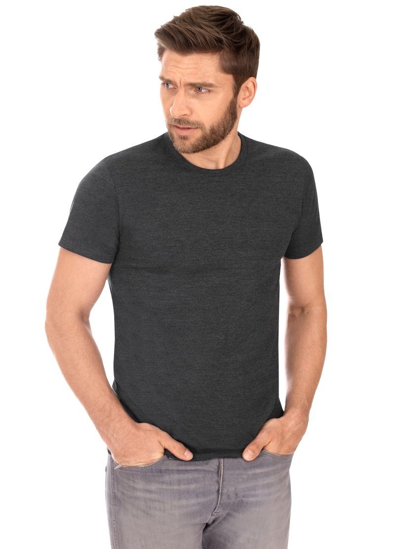 Trigema T-Shirt TRIGEMA Slim Fit T-Shirt aus DELUXE Baumwolle anthrazit-melange