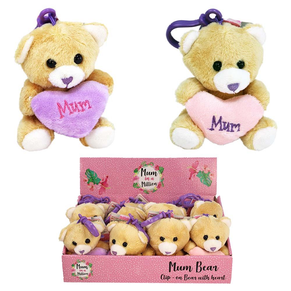 PMS Tierkuscheltier Muttertagsgeschenk Teddy mit Herz "Mum" als Bagclip