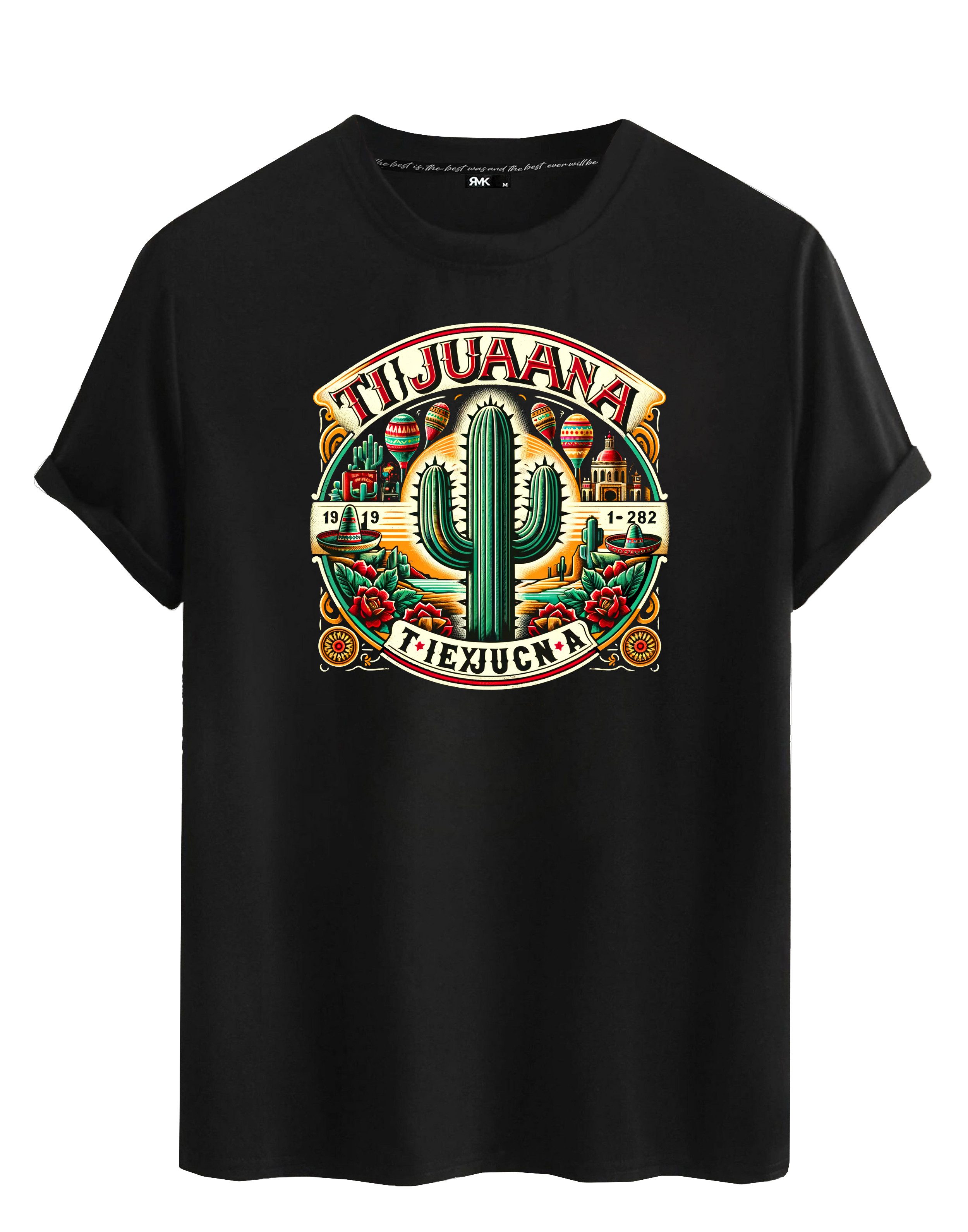 RMK T-Shirt Herren Shirt Basic Rundhals mit Mexico Tijuana Print günstig online kaufen