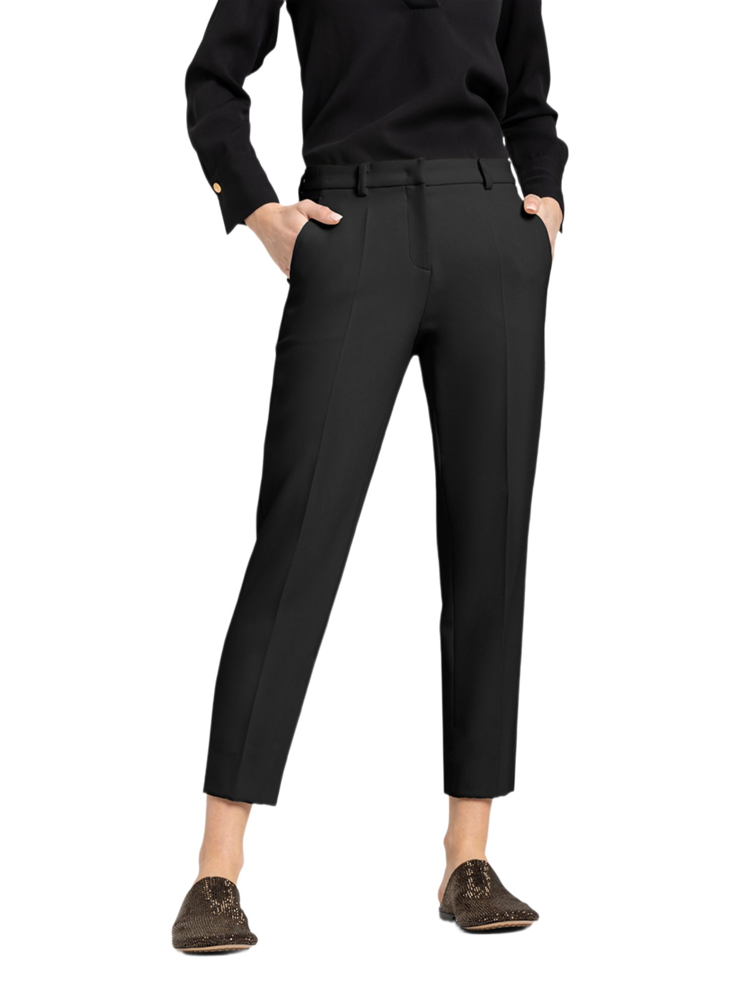 Cambio Stoffhose schwarz, Business, Polyester, Unifarben, Regular Fit, Mittel