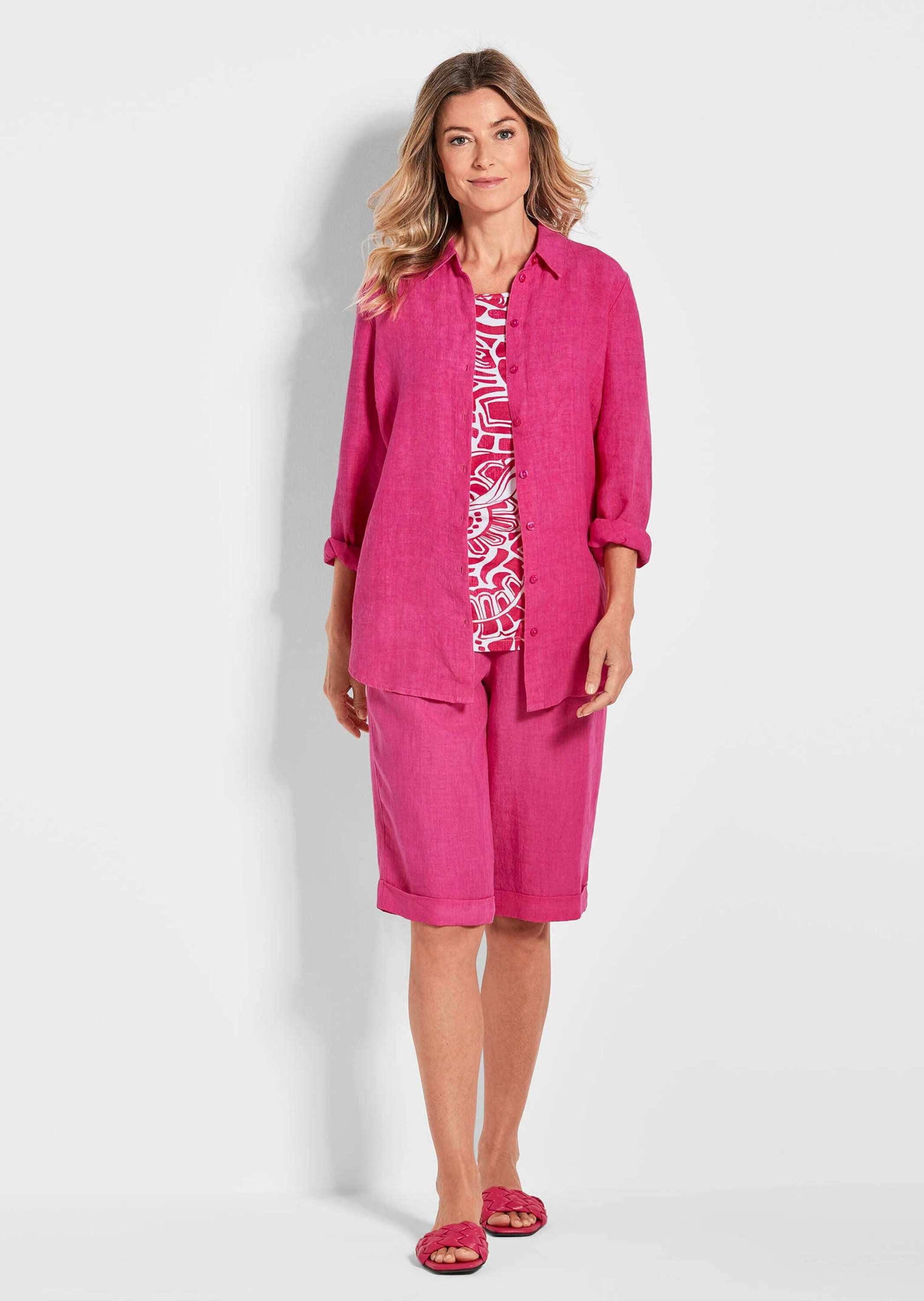 GOLDNER Langarmbluse Bequeme Damen Businessbluse Leichte Bluse aus reinem L günstig online kaufen