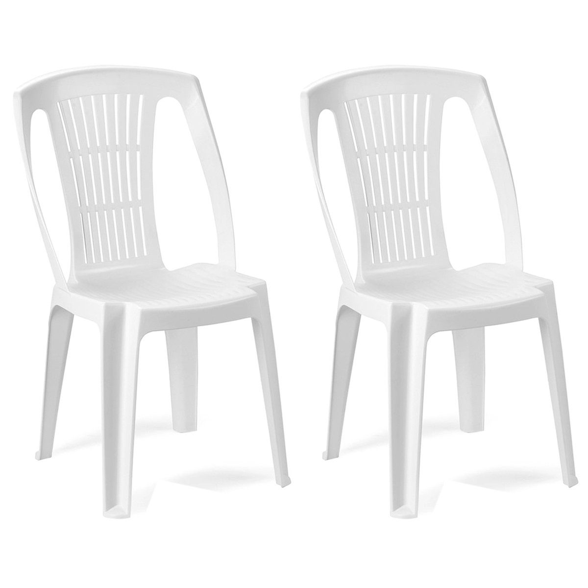 Mojawo Armlehnstuhl 2 Stück Stapelstuhl Kunststoff Weiß